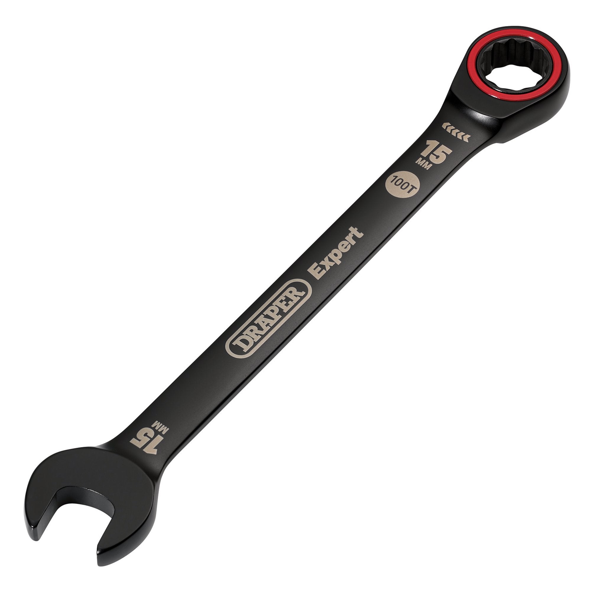 Draper-Expert-HI-TORQ®-Metric-Ratchet-Combination-Spanner,-15mm,-Black