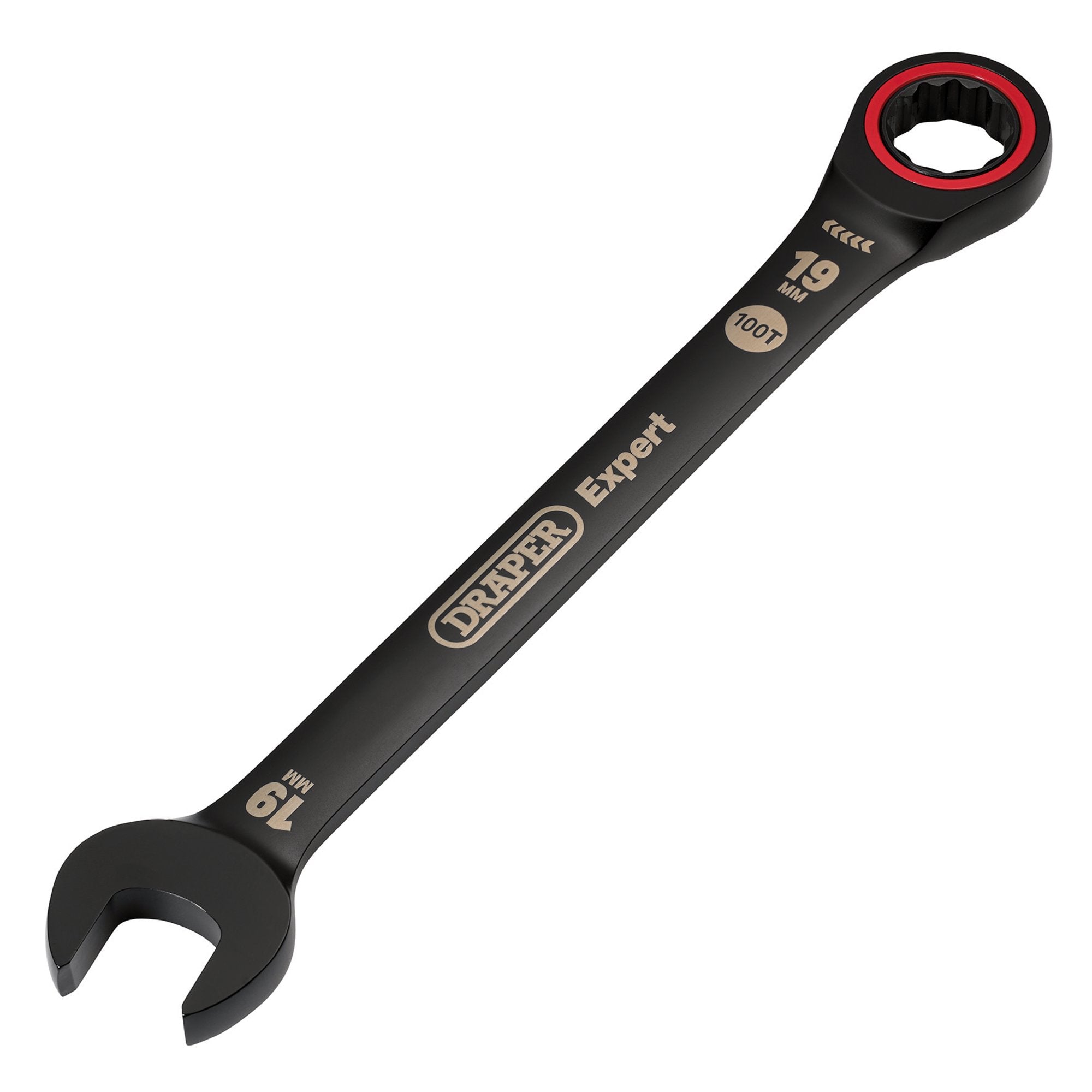 Draper-Expert-HI-TORQ®-Metric-Ratchet-Combination-Spanner,-19mm,-Black