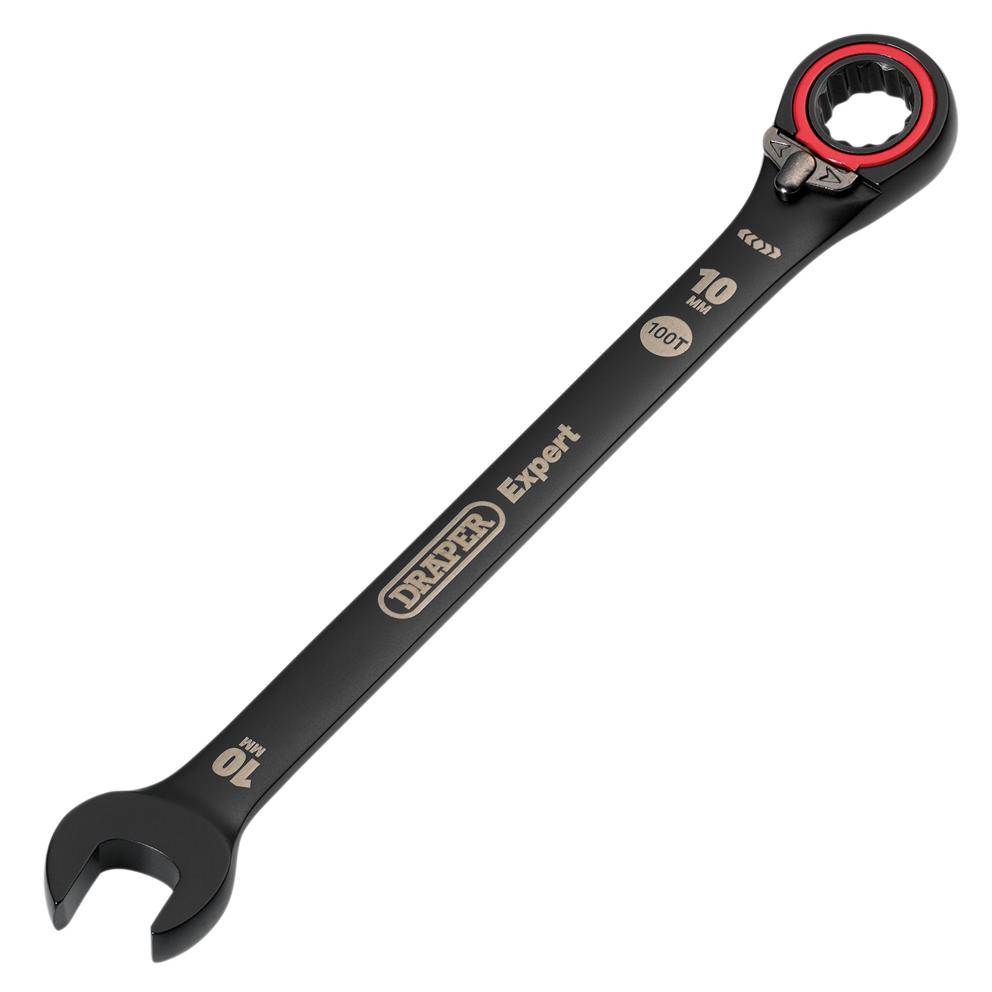Draper-Expert-HI-TORQ®-Metric-Reversible-Ratchet-Combination-Spanner,-10mm,-Black