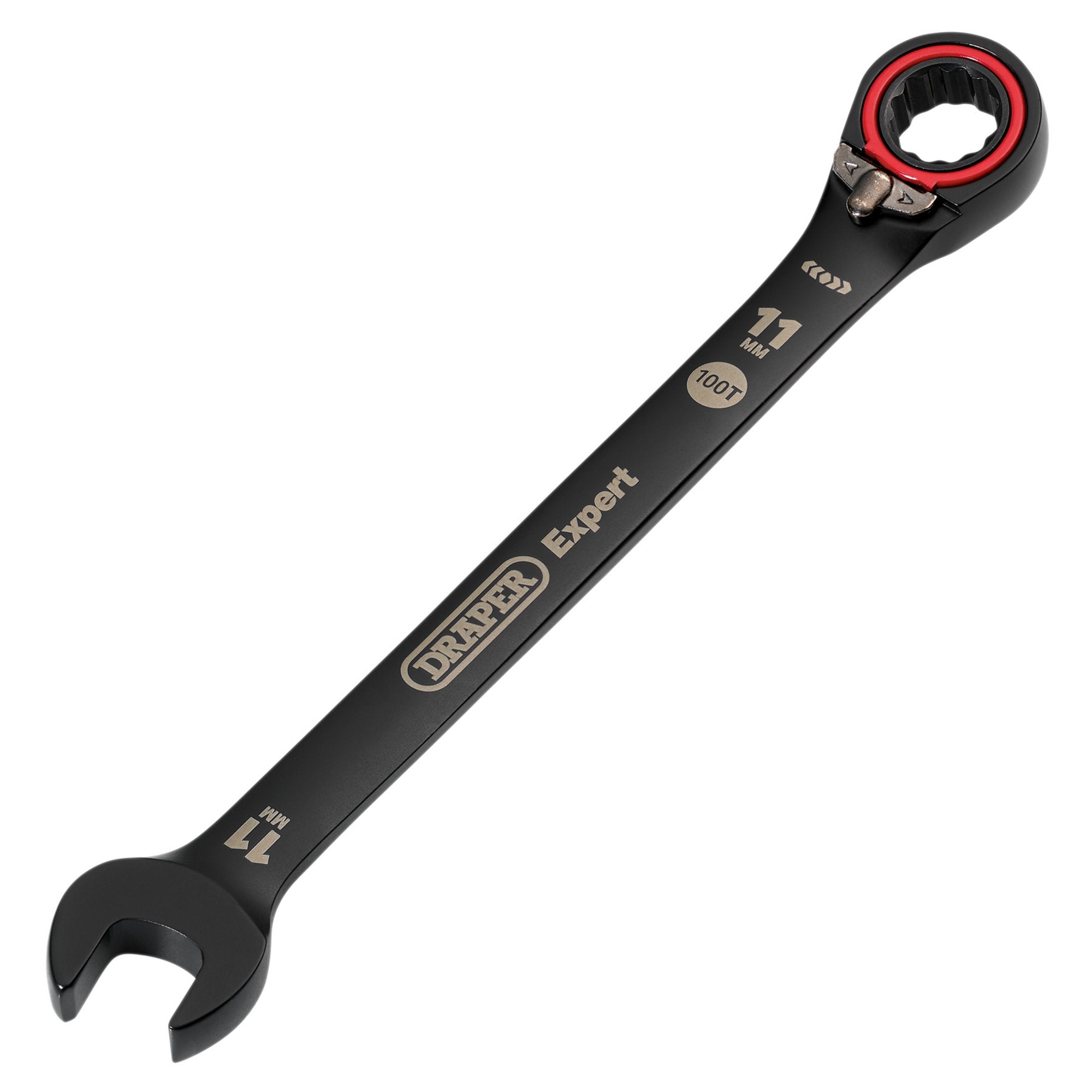 Draper-Expert-HI-TORQ®-Metric-Reversible-Ratchet-Combination-Spanner,-11mm,-Black