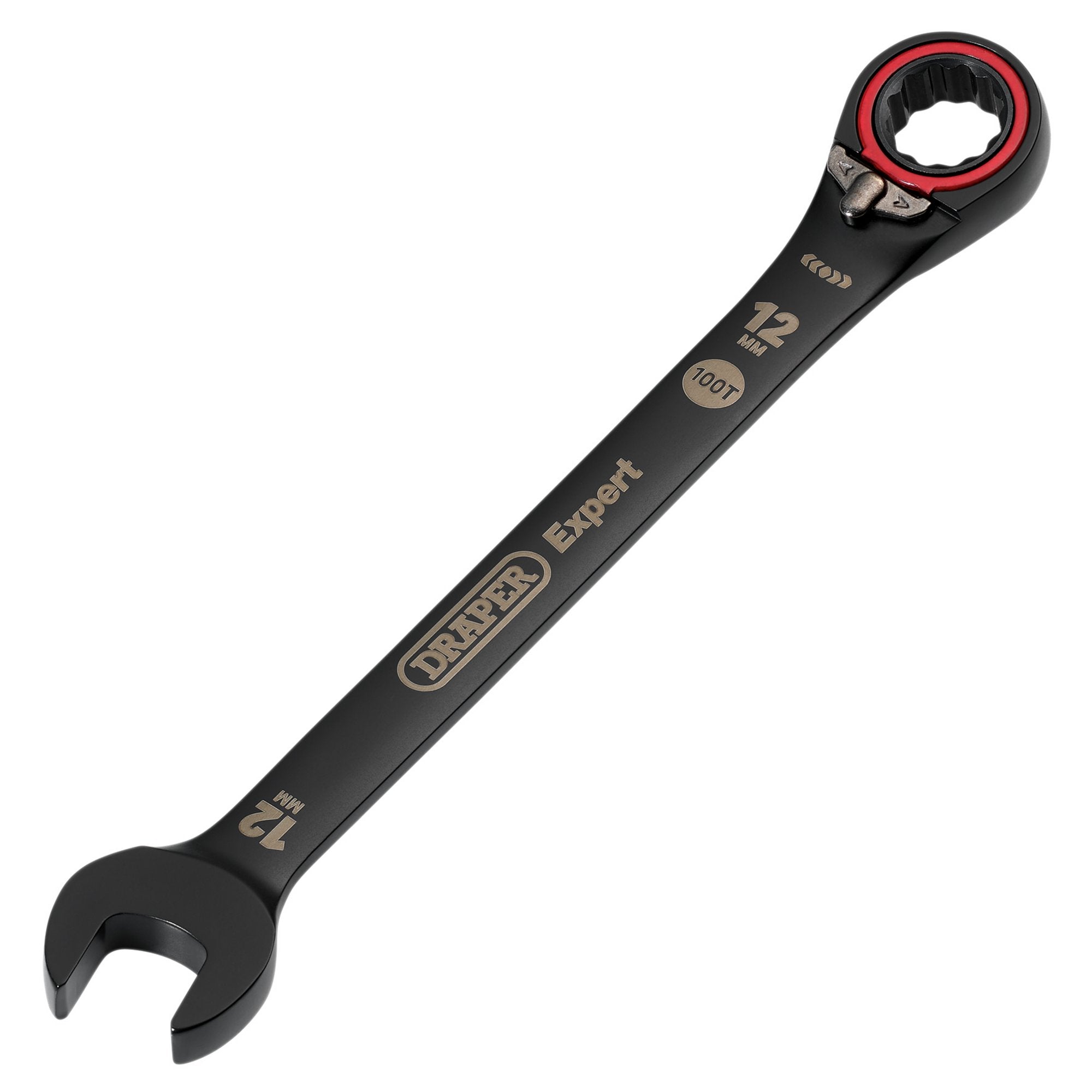 Draper-Expert-HI-TORQ®-Metric-Reversible-Ratchet-Combination-Spanner,-12mm,-Black