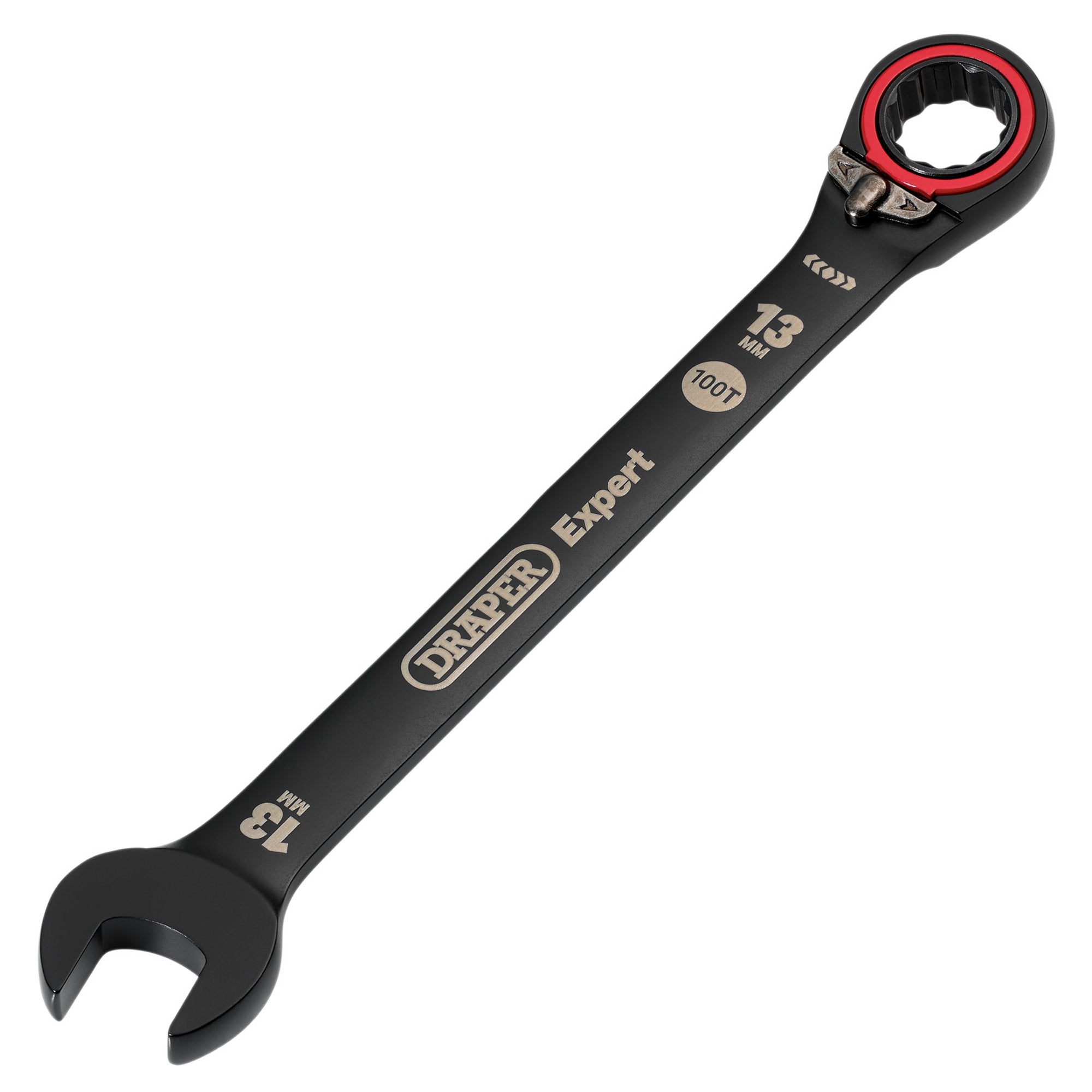 Draper-Expert-HI-TORQ®-Metric-Reversible-Ratchet-Combination-Spanner,-13mm,-Black