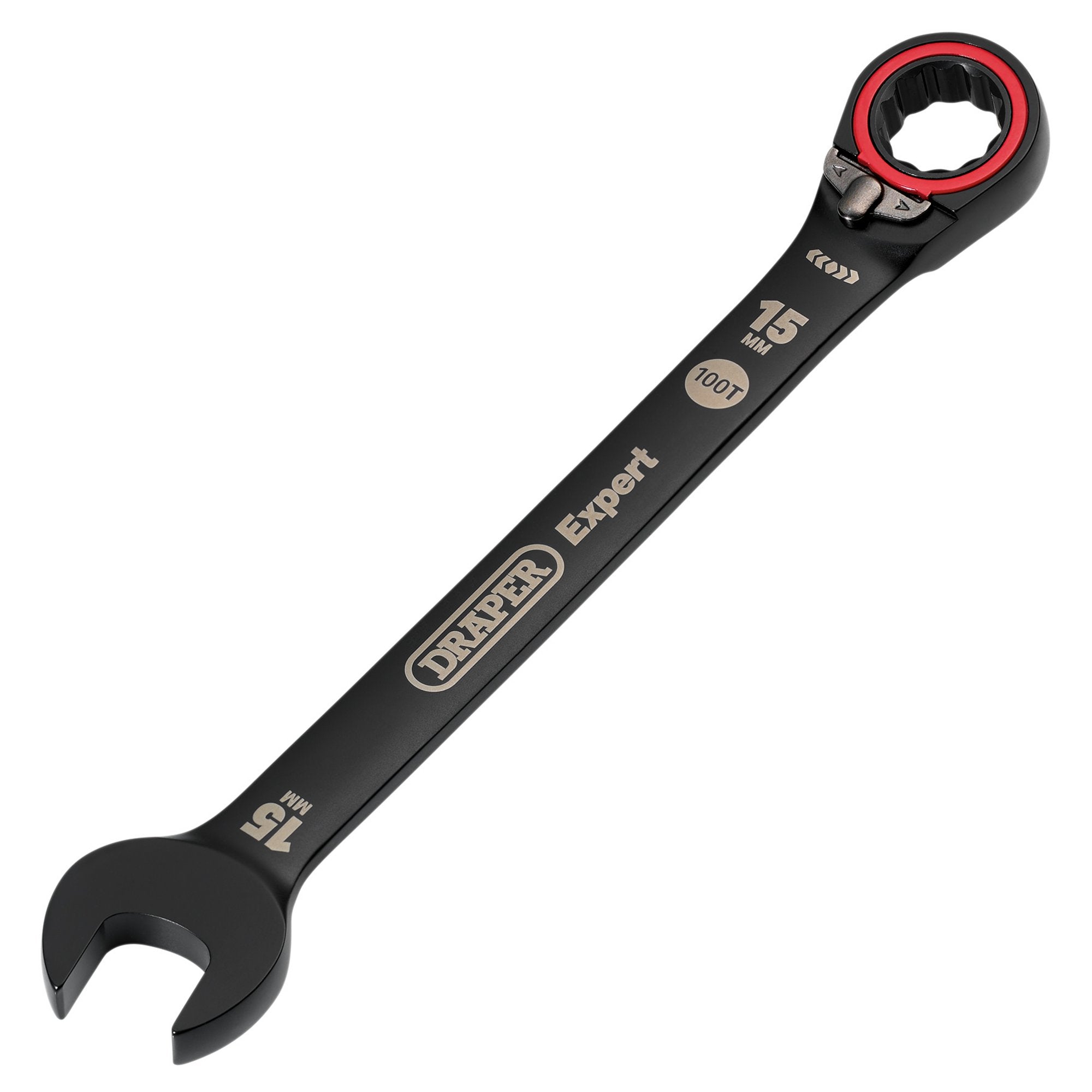 Draper-Expert-HI-TORQ®-Metric-Reversible-Ratchet-Combination-Spanner,-15mm,-Black