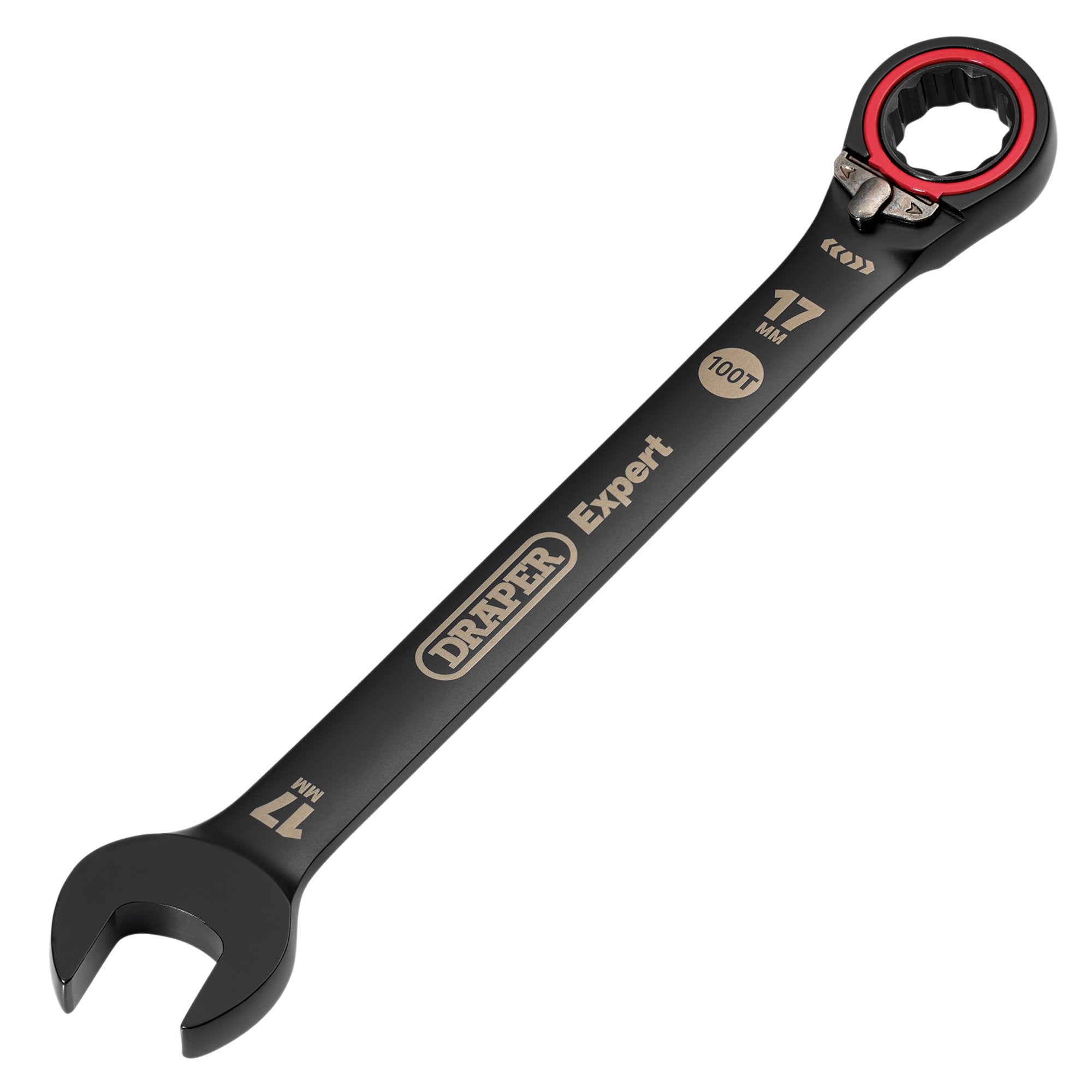 Draper-Expert-HI-TORQ®-Metric-Reversible-Ratchet-Combination-Spanner,-17mm,-Black