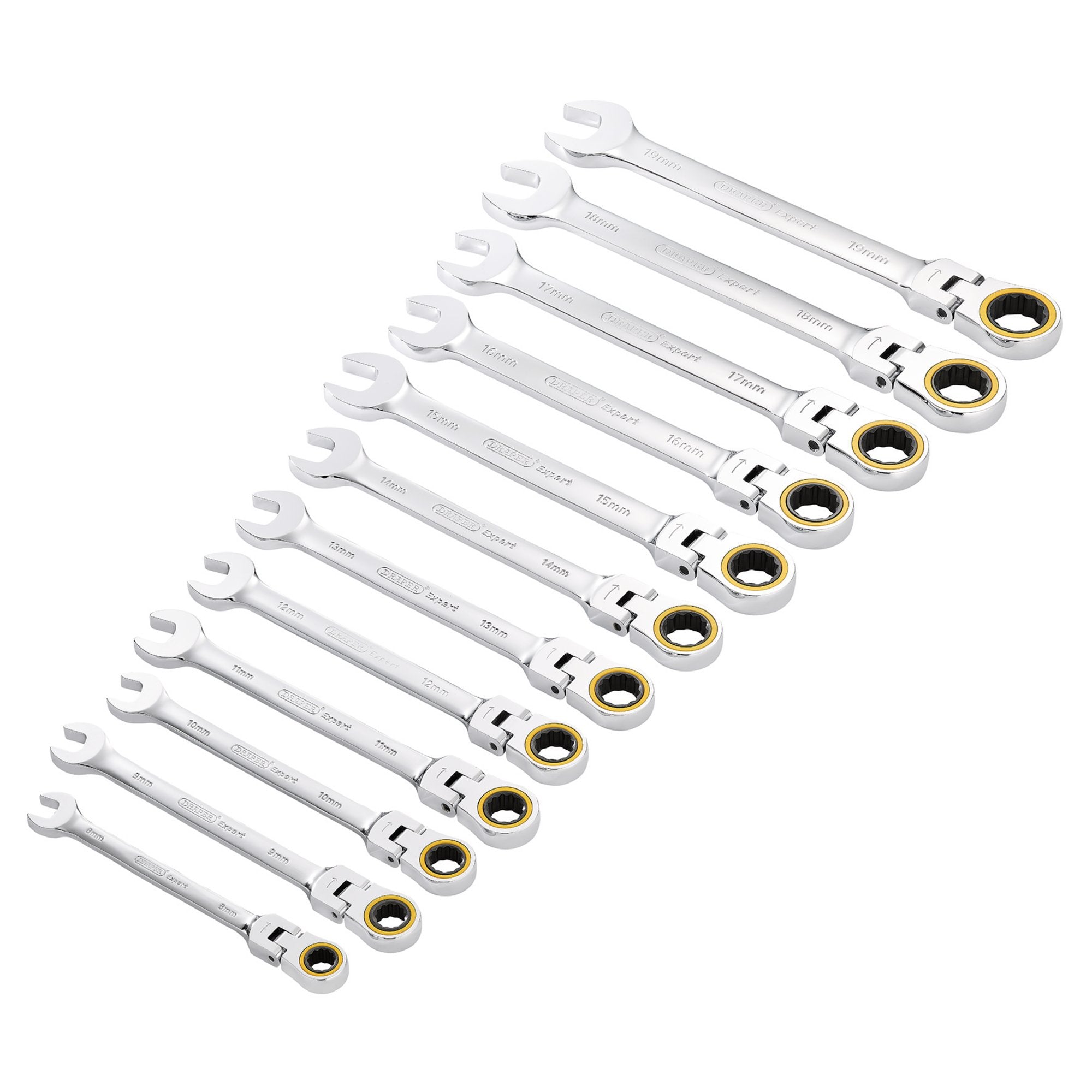 Draper-Expert-HI-TORQ®-Metric-Flexible-Head-Ratchet-Combination-Spanner-Set-(12-Piece)