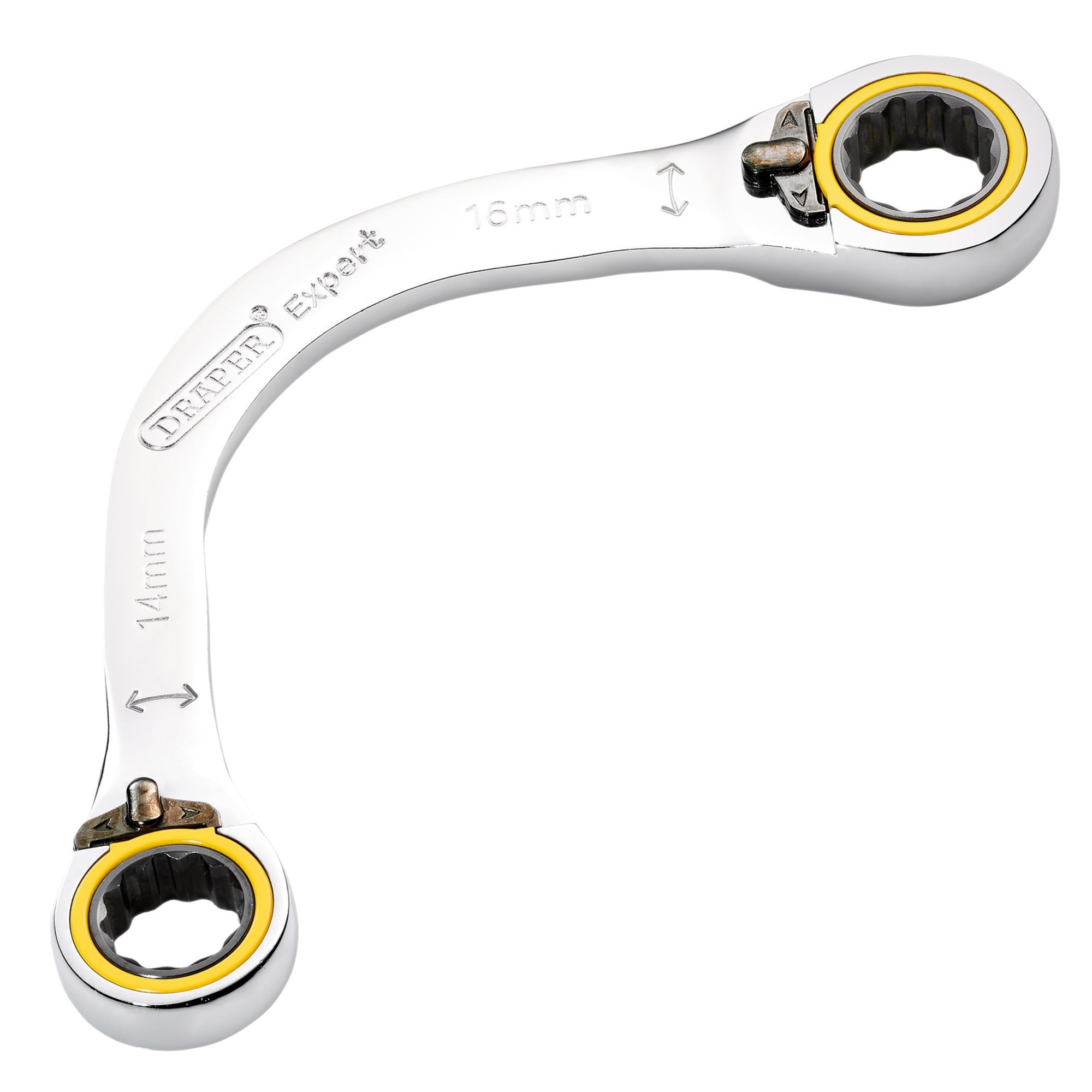 Draper-Expert-HI-TORQ®-Double-Ring-Ratchet-Half-Moon-Spanner,-14-x-16mm