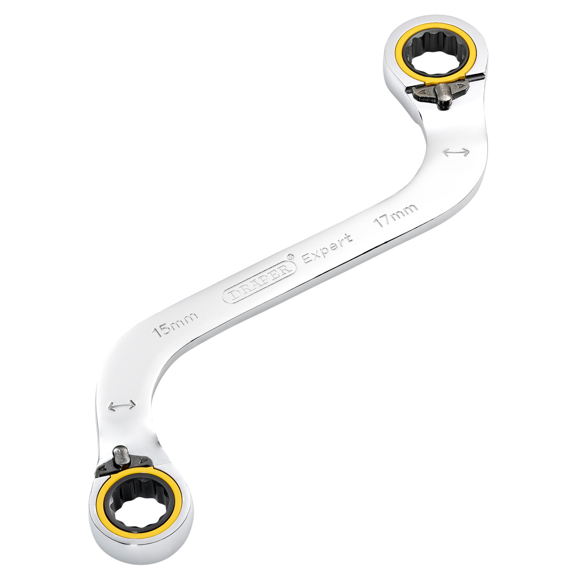 Draper-Expert-HI-TORQ®-Double-Ring-Ratchet-S-Shape-Spanner,-15-x-17mm