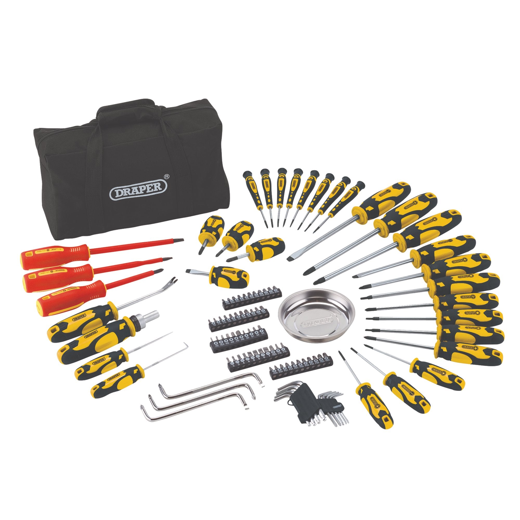 Screwdriver-and-Bit-Set-with-Soft-Storage-Bag,-Yellow-(100-Piece)