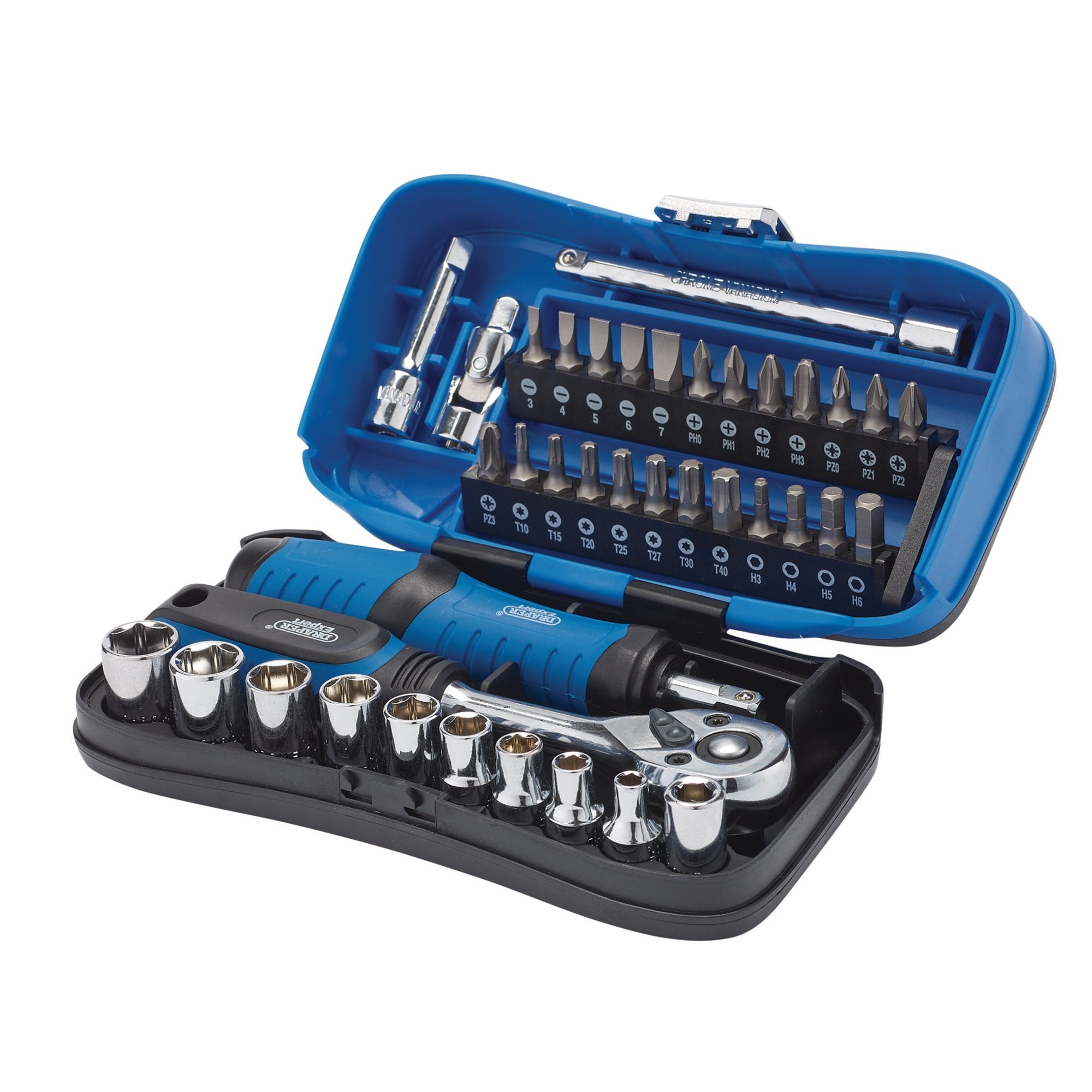 Draper-Expert-Socket-and-Bit-Set,-1/4"-Sq.-Dr.-(39-Piece)