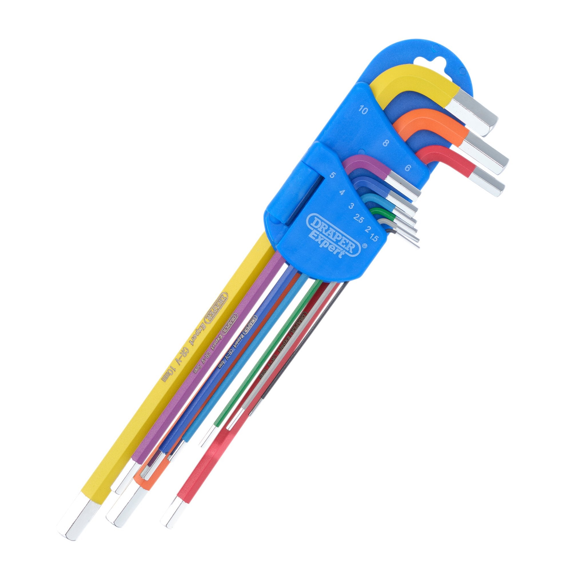 Draper-Expert-Metric-Extra-Long-Arm-Hex-Key-Set,-Colour-Coded-(9-Piece)