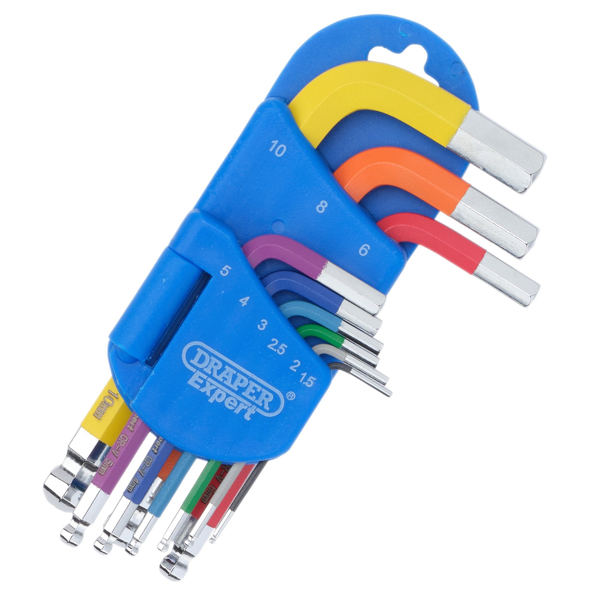 Draper-Expert-Metric-Short-Arm-Ball-End-Hex-Key-Set,-Colour-Coded-(9-Piece)