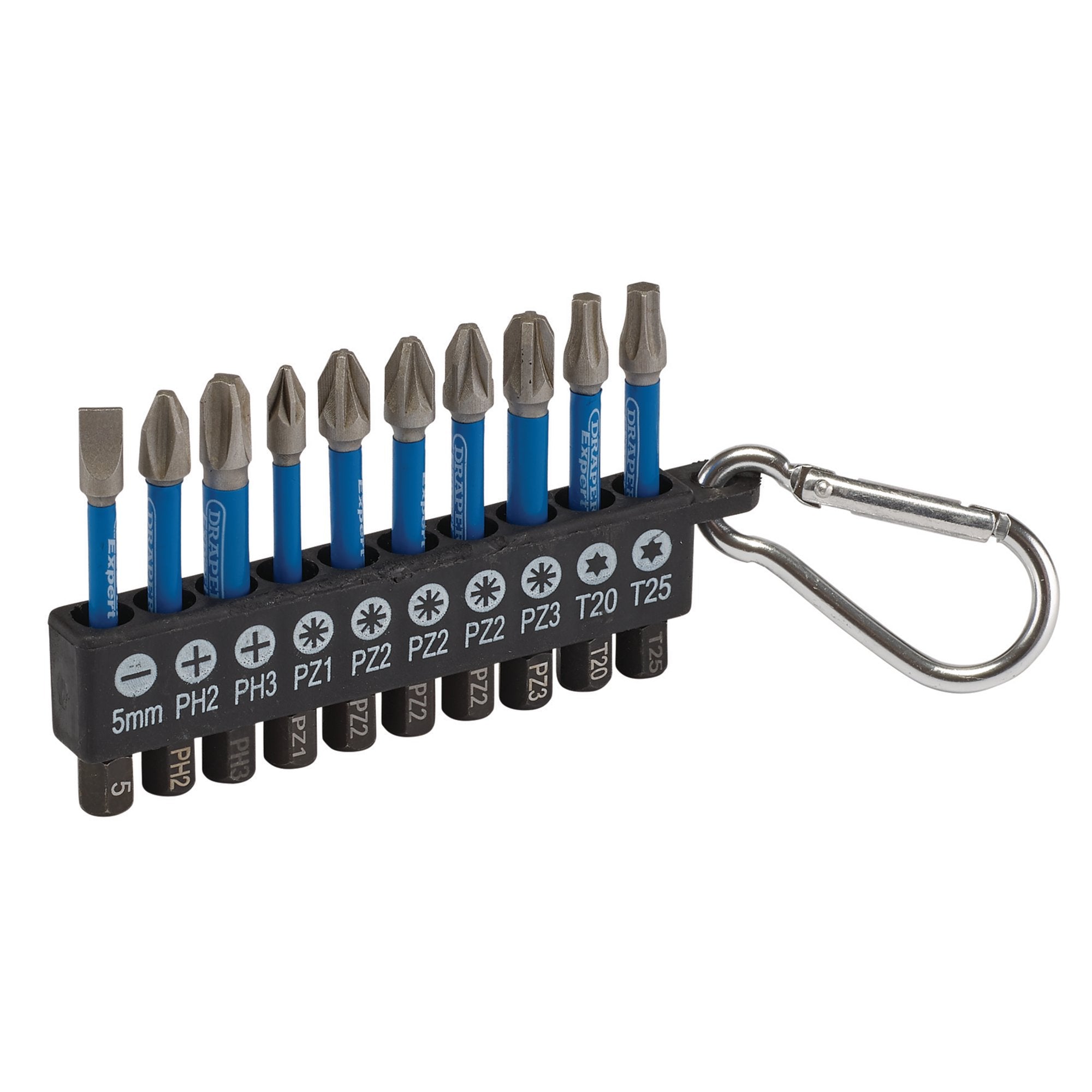 Draper-Expert-Impact-Screwdriver-Bit-Set,-50mm,-1/4"-Hex-(10-Piece)