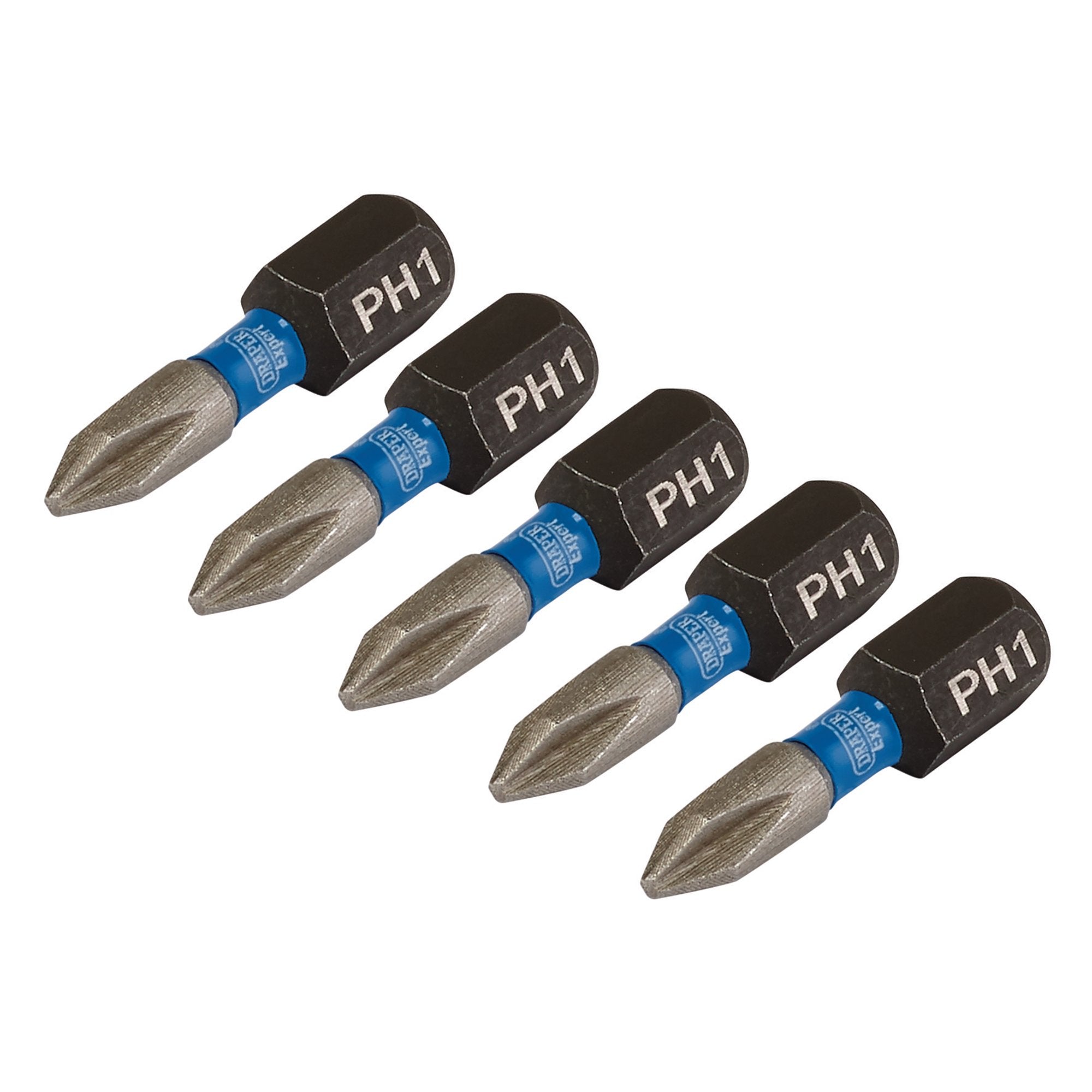 Draper-Expert-Cross-Slot/PH-Type-Impact-Screwdriver-Bits,-No.1-x-25mm,-1/4"-Hex-(Pack-of-5)