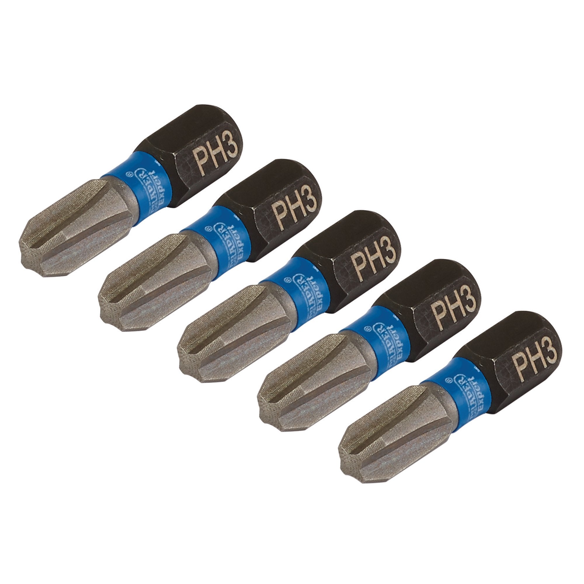 Draper-Expert-Cross-Slot/PH-Type-Impact-Screwdriver-Bits,-No.3-x-25mm,-1/4"-Hex-(Pack-of-5)