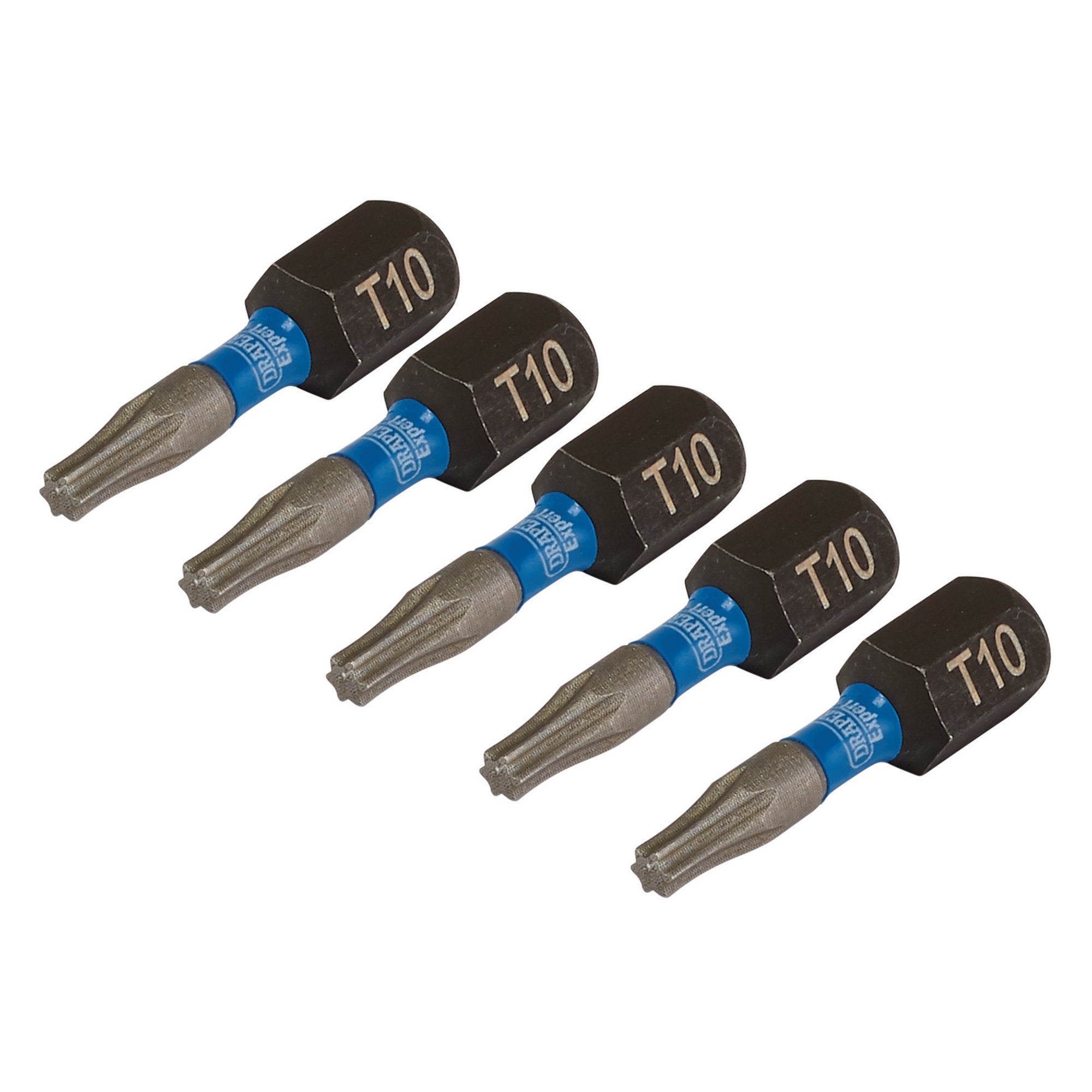 Draper-Expert-TX-STAR®-Impact-Screwdriver-Bits,-T10-x-25mm,-1/4"-Hex-(Pack-of-5)