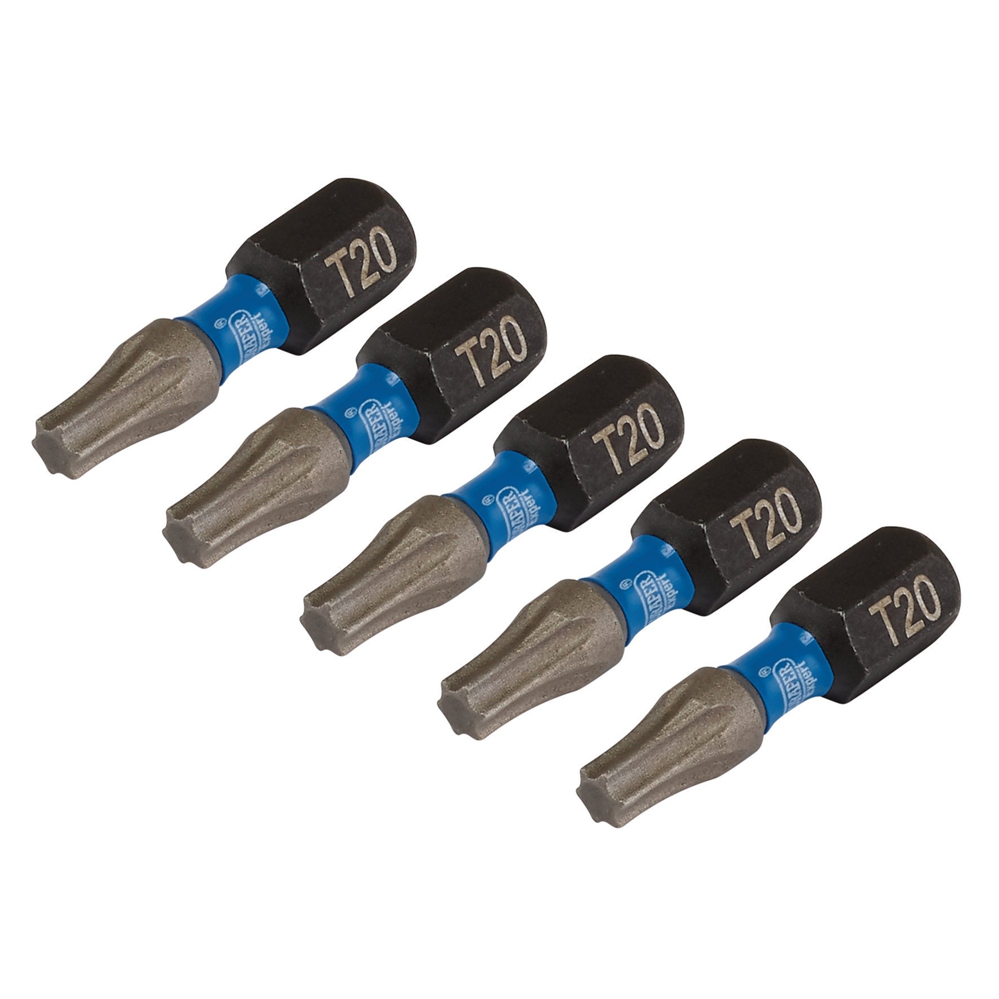 Draper-Expert-TX-STAR®-Impact-Screwdriver-Bits,-T20-x-25mm,-1/4"-Hex-(Pack-of-5)