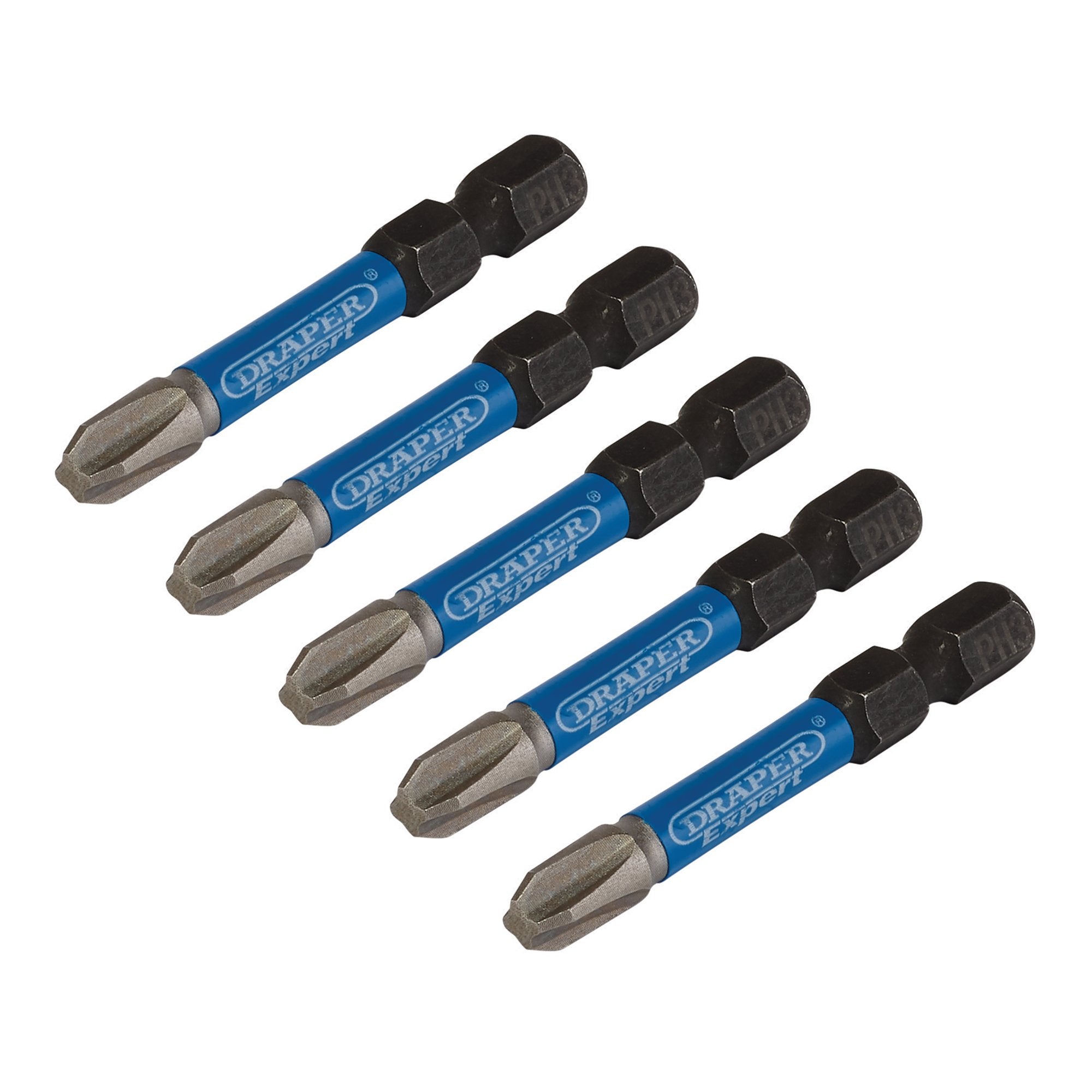 Draper-Expert-Cross-Slot/PH-Type-Impact-Screwdriver-Bits,-No.3-x-50mm,-1/4"-Hex-(Pack-of-5)