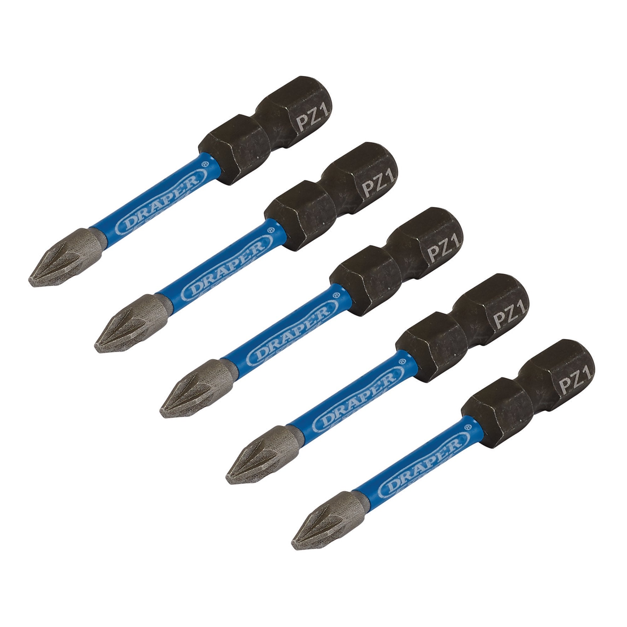 Draper-Expert-PZ-Type-Impact-Screwdriver-Bits,-No.1-x-50mm,-1/4"-Hex-(Pack-of-5)