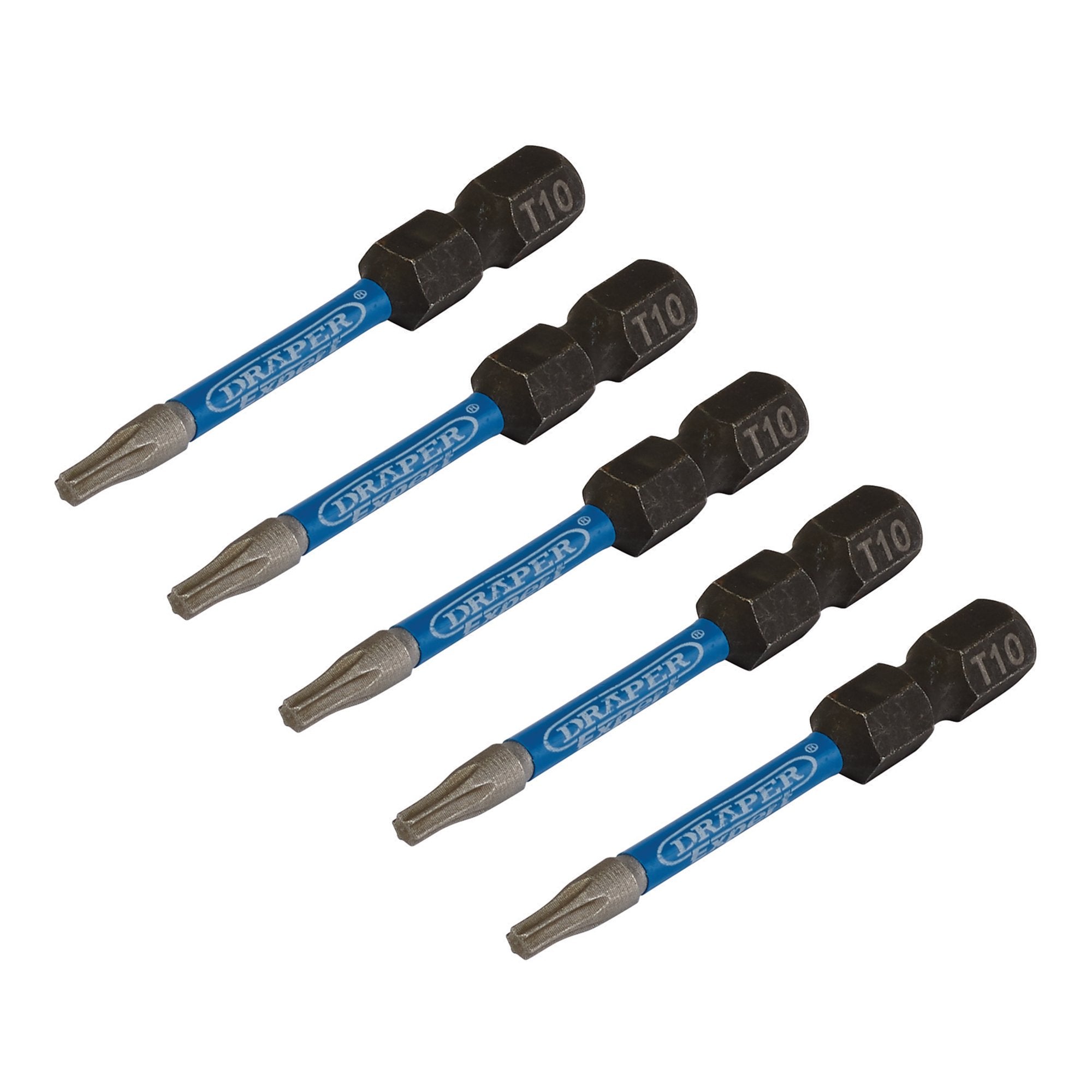 Draper-Expert-TX-STAR®-Impact-Screwdriver-Bits,-T10-x-50mm,-1/4"-Hex-(Pack-of-5)
