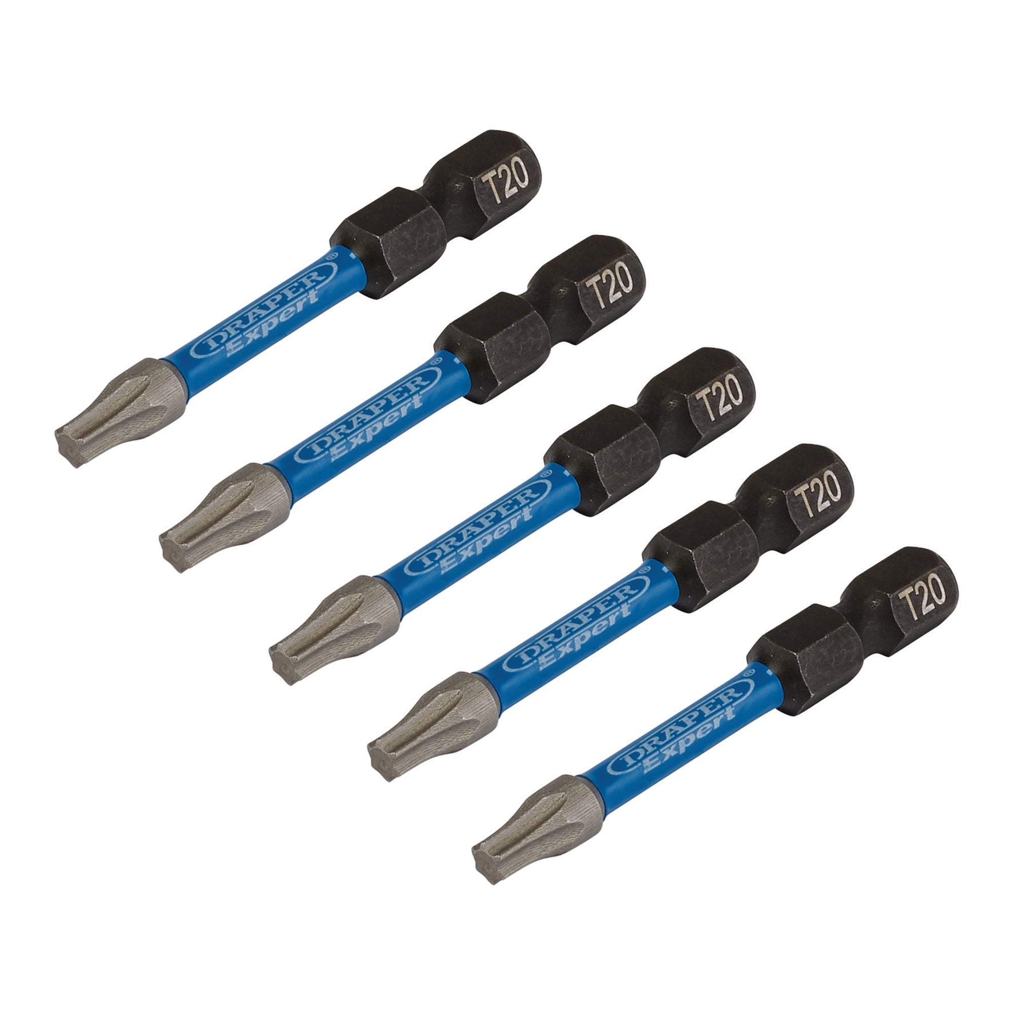 Draper-Expert-TX-STAR®-Impact-Screwdriver-Bits,-T20-x-50mm,-1/4"-Hex-(Pack-of-5)