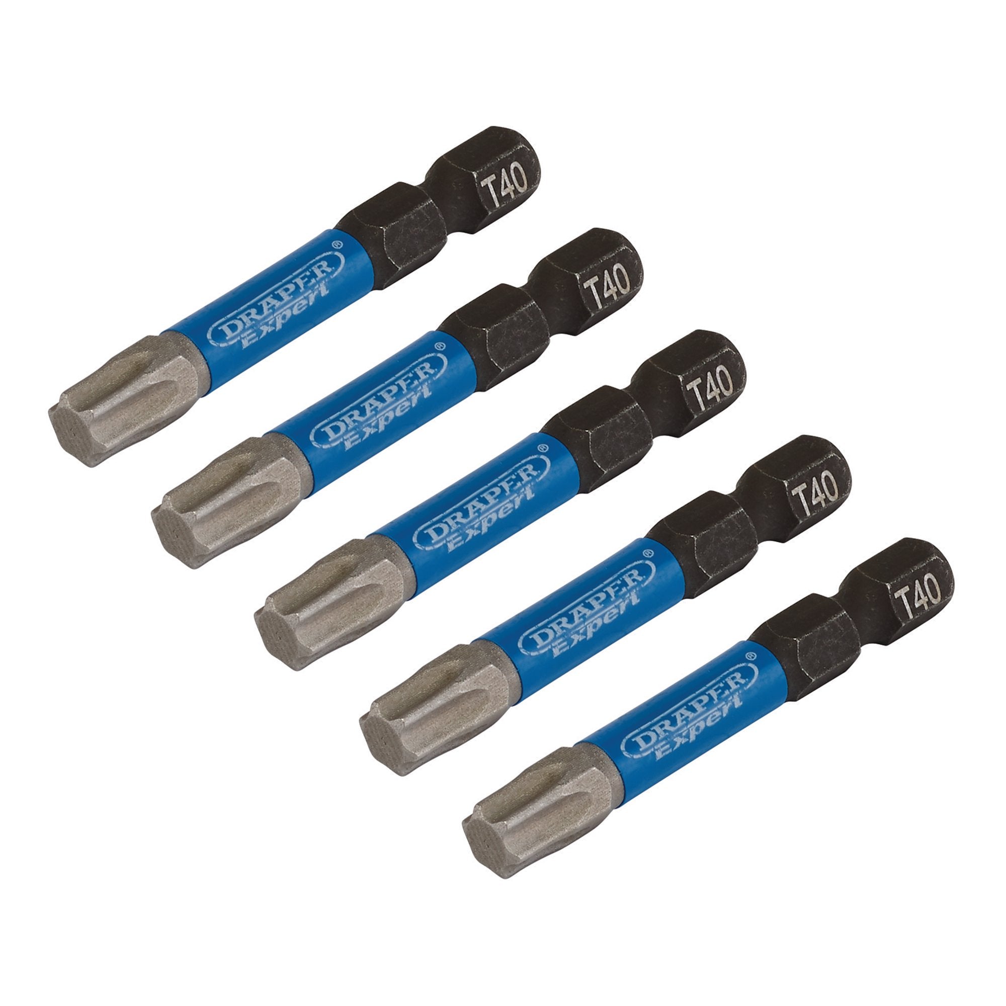 Draper-Expert-TX-STAR®-Impact-Screwdriver-Bits,-T40-x-50mm,-1/4"-Hex-(Pack-of-5)