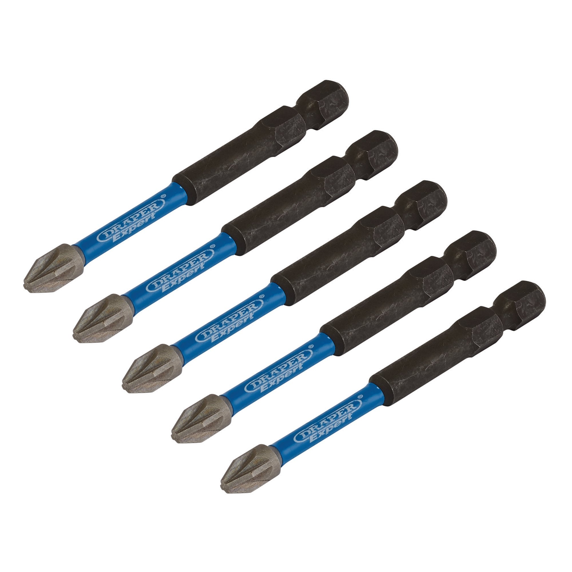 Draper-Expert-PZ-Type-Impact-Screwdriver-Bits,-No.2-x-75mm,-1/4"-Hex-(Pack-of-5)