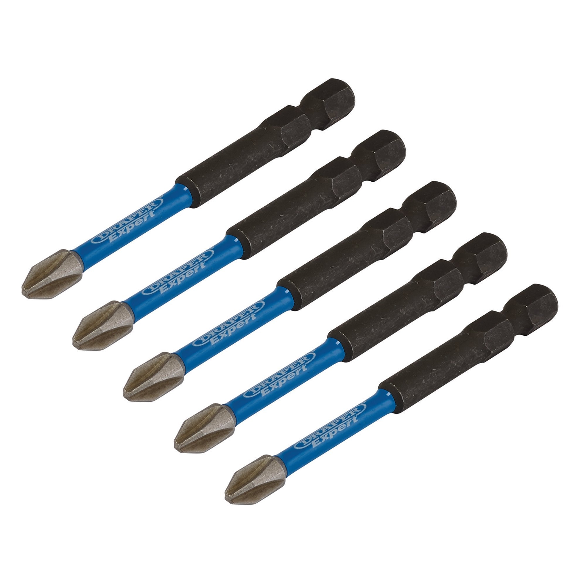 Draper-Expert-Cross-Slot/PH-Type-Impact-Screwdriver-Bits,-No.2-x-75mm,-1/4"-Hex-(Pack-of-5)