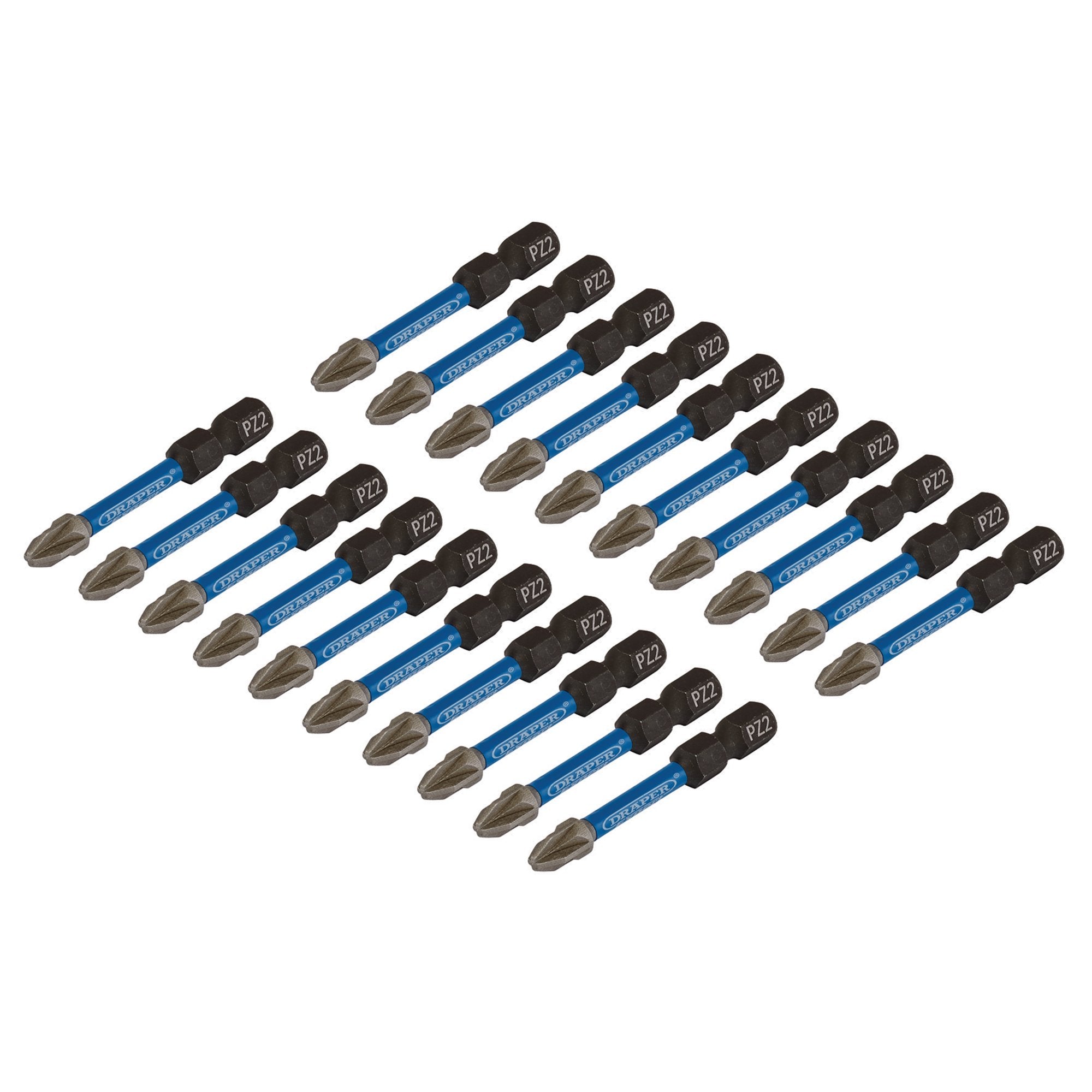 Draper-Expert-PZ-Type-Impact-Screwdriver-Bits,-No.2-x-50mm,-1/4"-Hex-(Pack-of-20)
