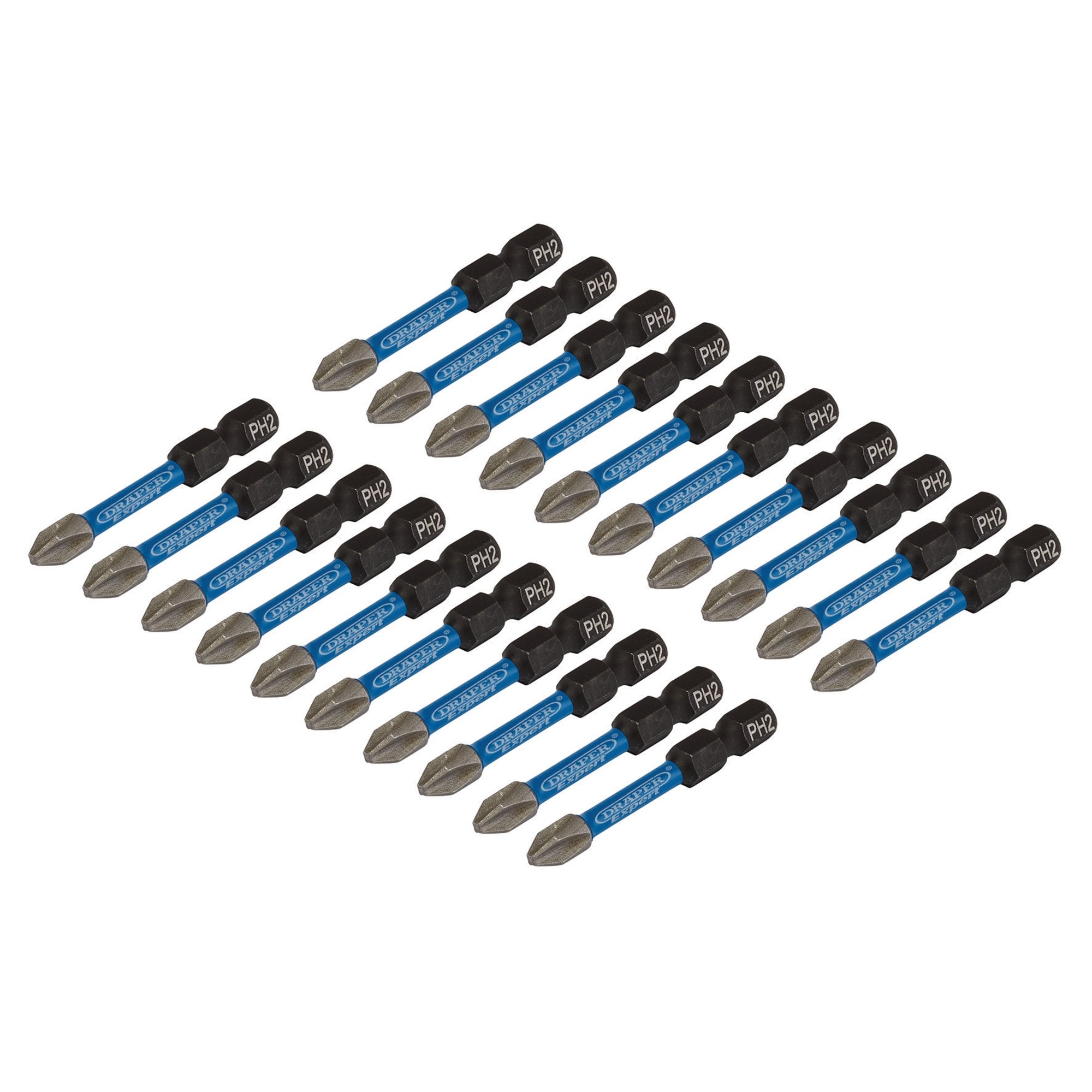 Draper-Expert-Cross-Slot/PH-Type-Impact-Screwdriver-Bits,-No.2-x-50mm,-1/4"-Hex-(Pack-of-20)