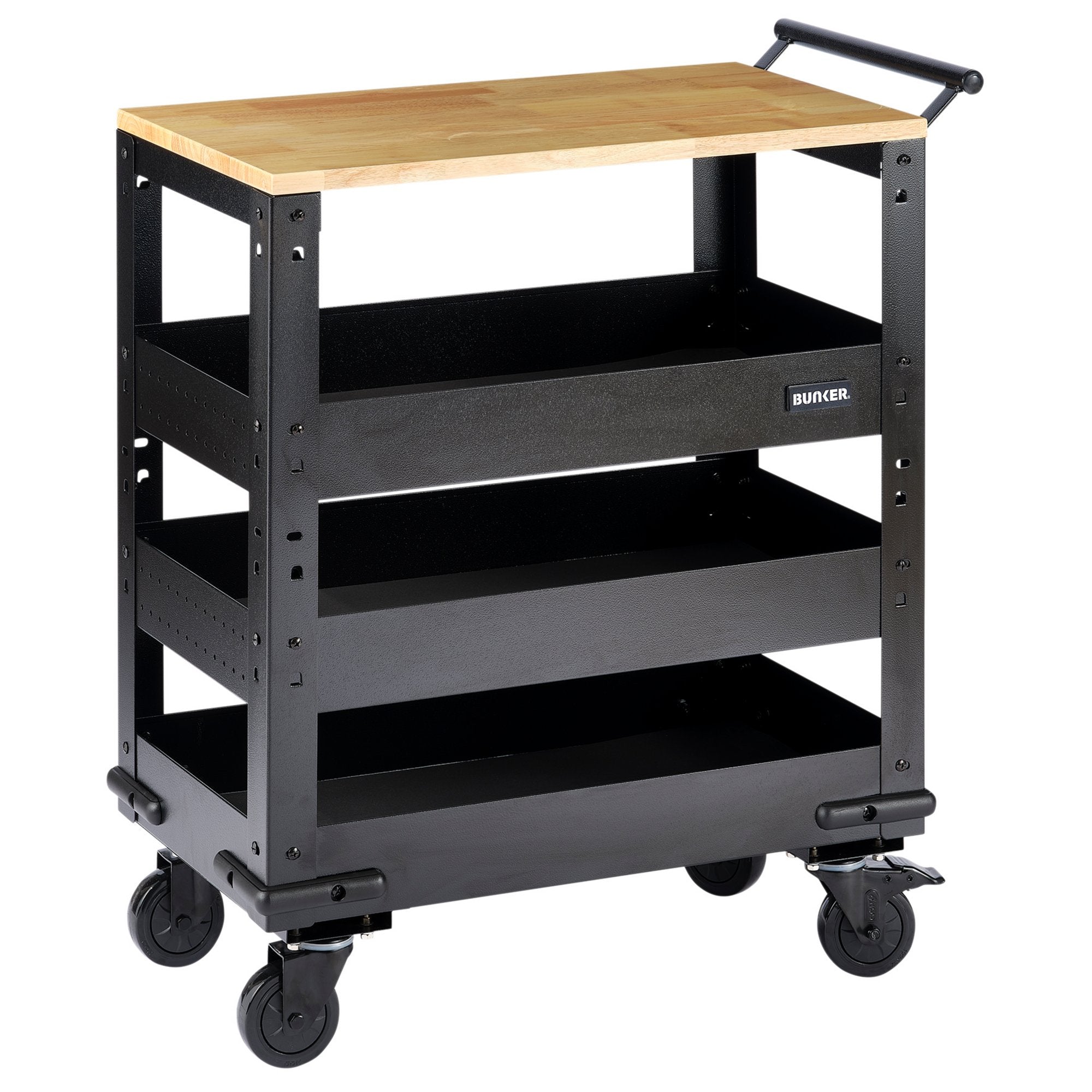 BUNKER®-3-Tier-Trolley-with-Pull-Handle-and-Hardwood-Worktop,-714mm