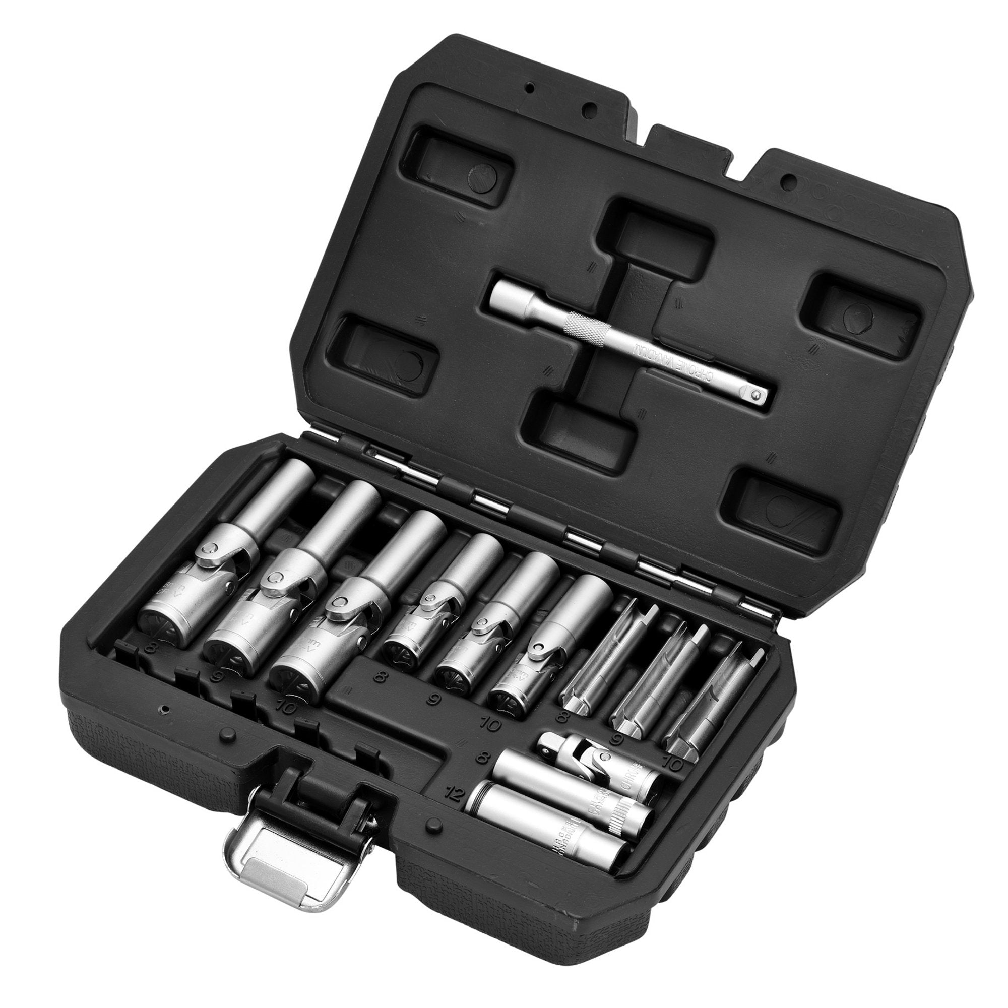 Thin-Wall-PSG-Glow-Plug-Socket-Set,-3/8"-and-1/4"-Sq.-Dr.-(18-Piece)