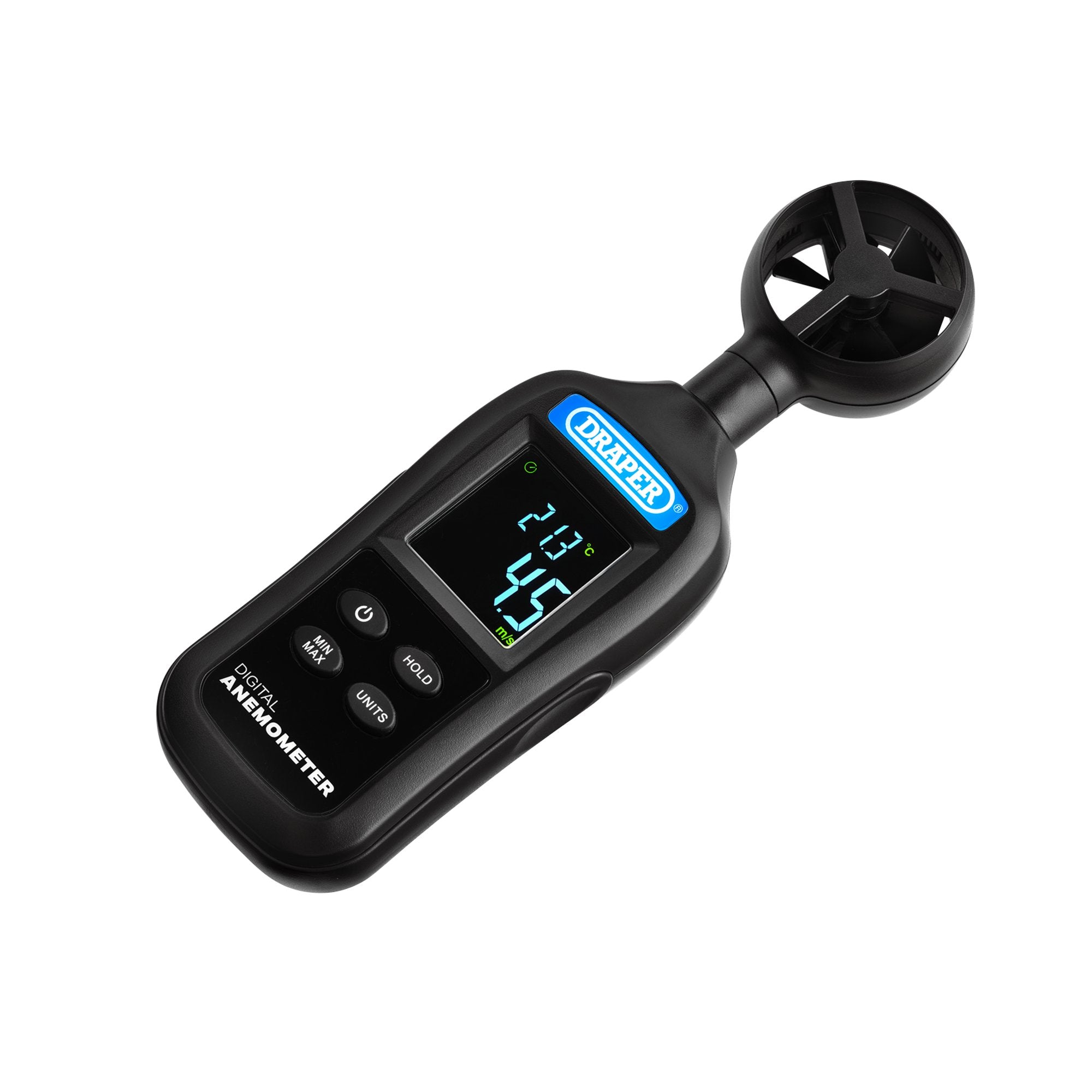 Handheld-Digital-Anemometer---Wind-Speed-and-Temperature-Meter,-0.4-30m/s-and--20-to-+70°C