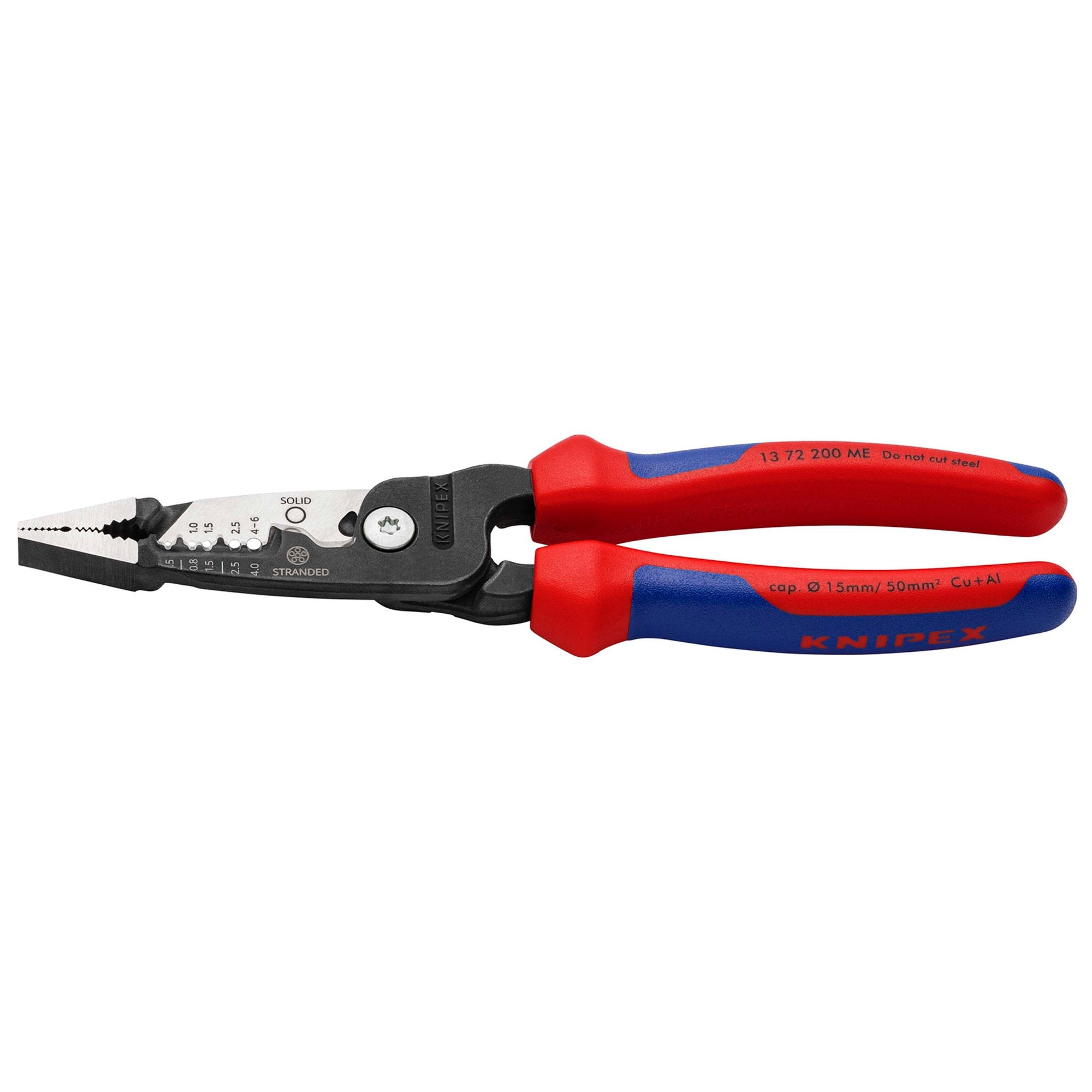 KNIPEX-13-72-200-ME-Wire-Stripper-with-Multi-Component-Grips,-200mm
