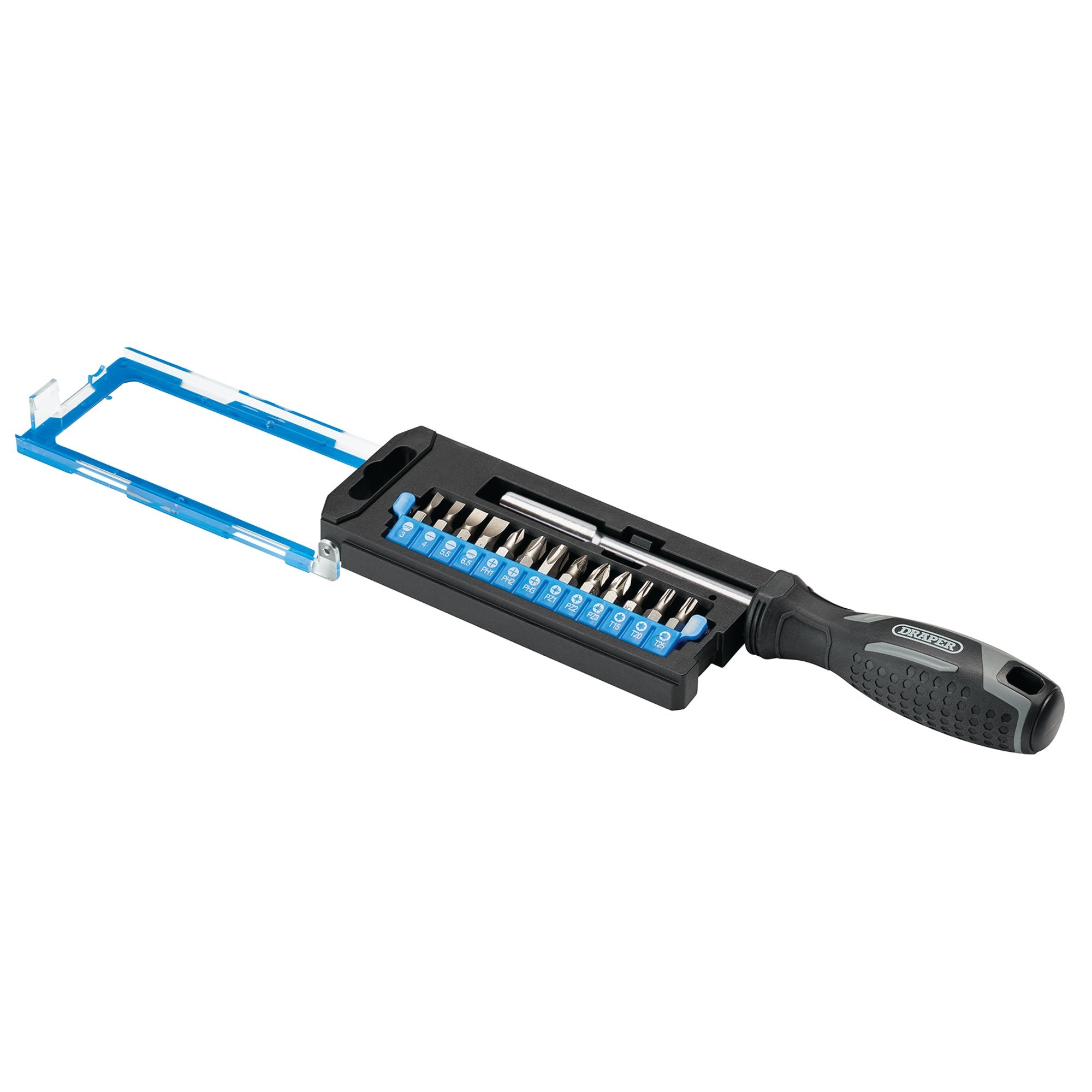 Soft-Grip-Magnetic-Screwdriver-and-Bit-Set,-1/4"-x-100mm-(14-Piece)