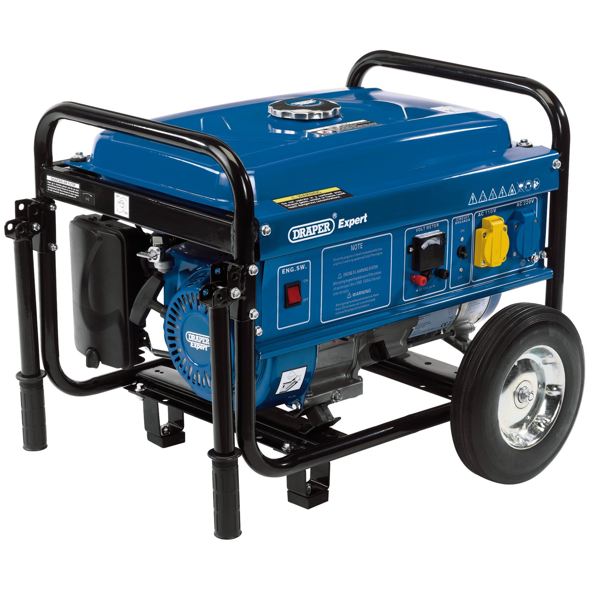 Draper-Expert-Petrol-Generator-with-Wheels,-2000W