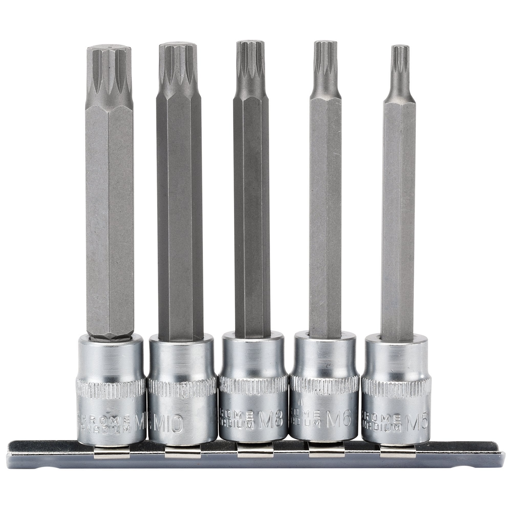 Spline-Socket-Bit-Set,-3/8"-Sq.-Dr.-(5-Piece)