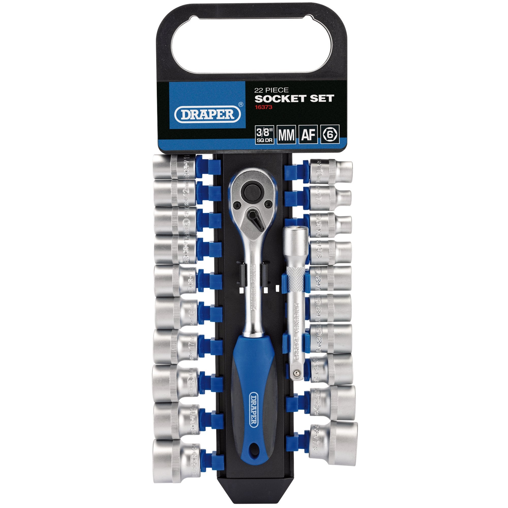 Combined-MM/AF-Socket-and-Ratchet-Set,-3/8"-Sq.-Dr.-(22-Piece)