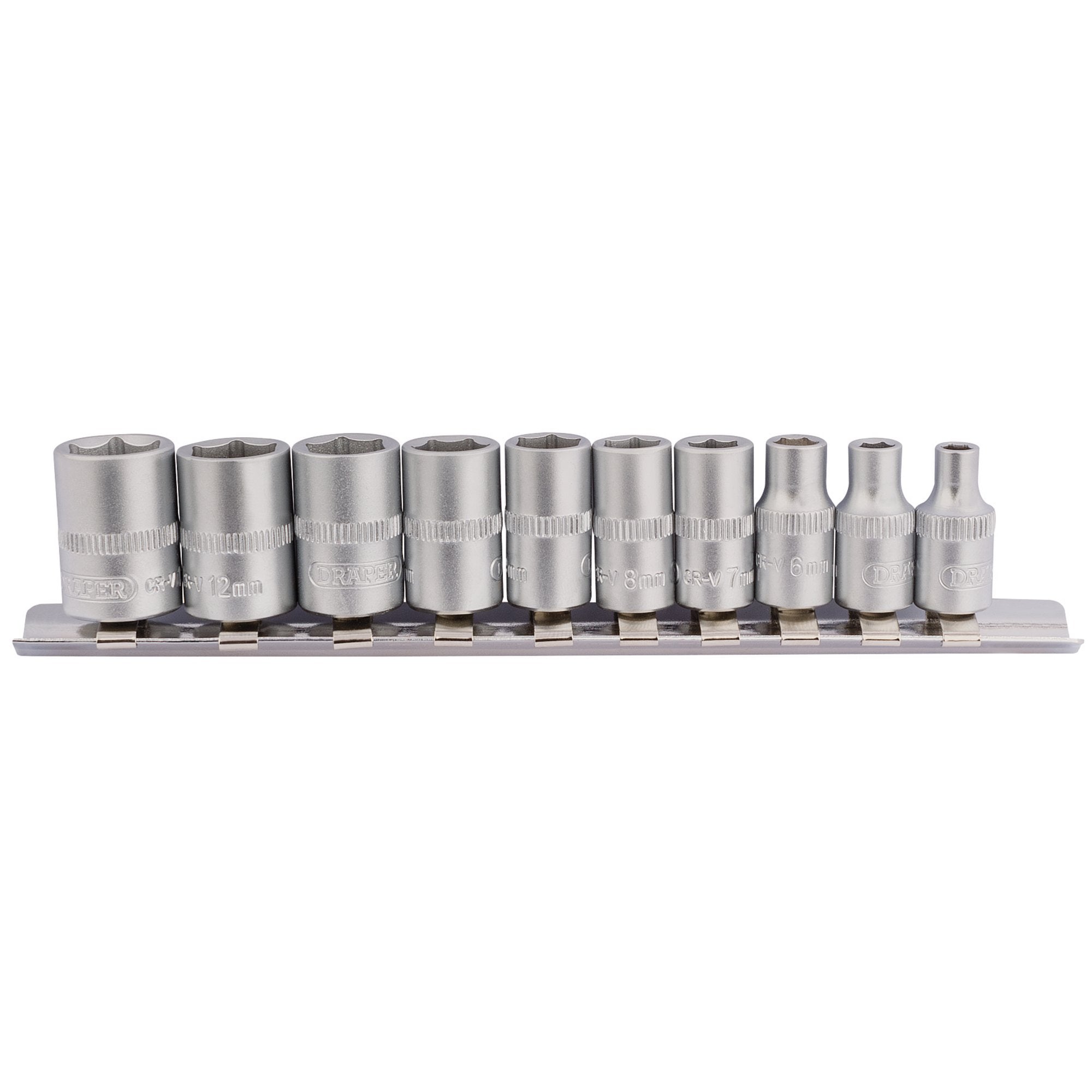 Metric-Socket-on-Metal-Rail,-1/4"-Sq.-Dr.-(10-Piece)