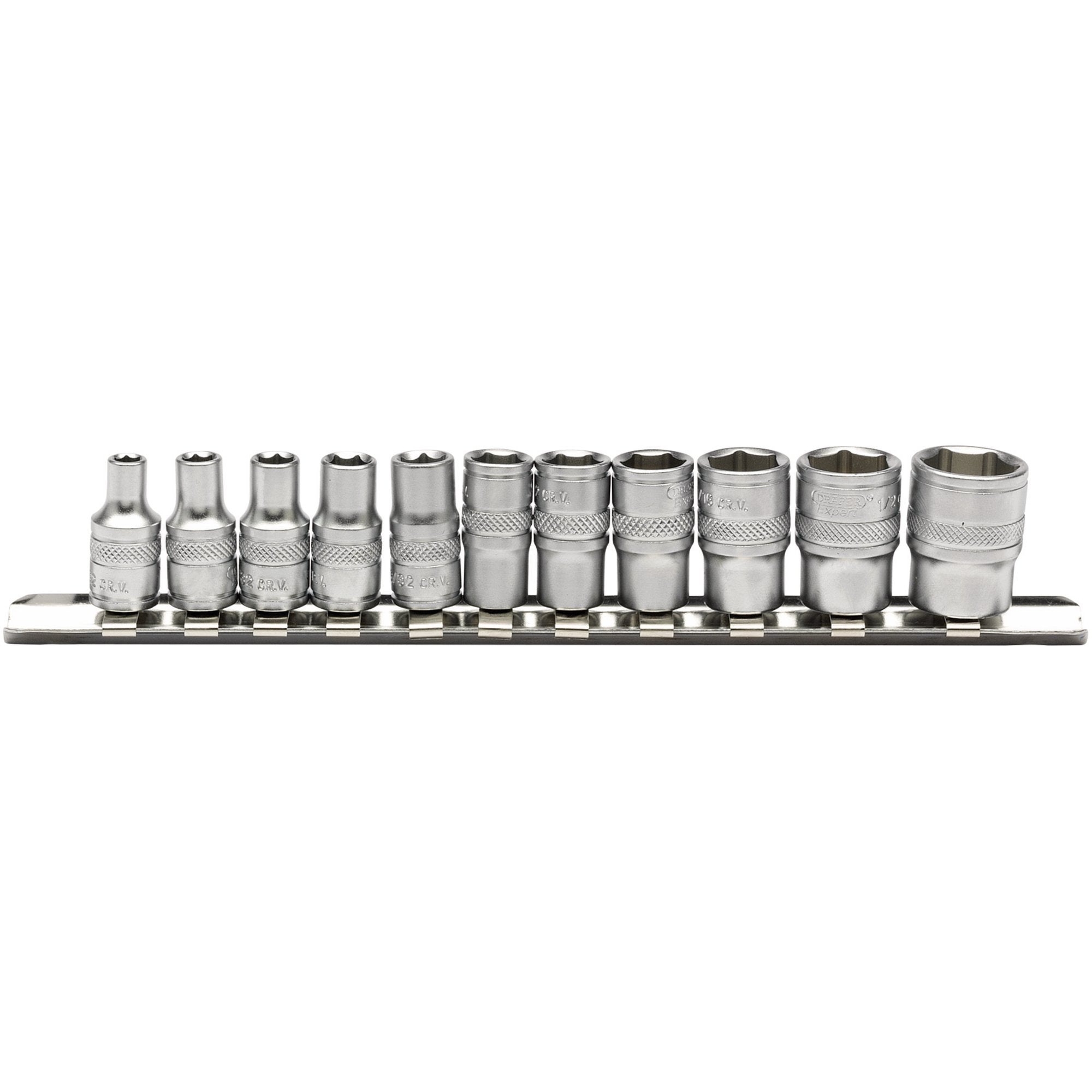 Imperial-Socket-Set-on-a-Metal-Rail,-1/4"-Sq.-Dr.-(11-Piece)