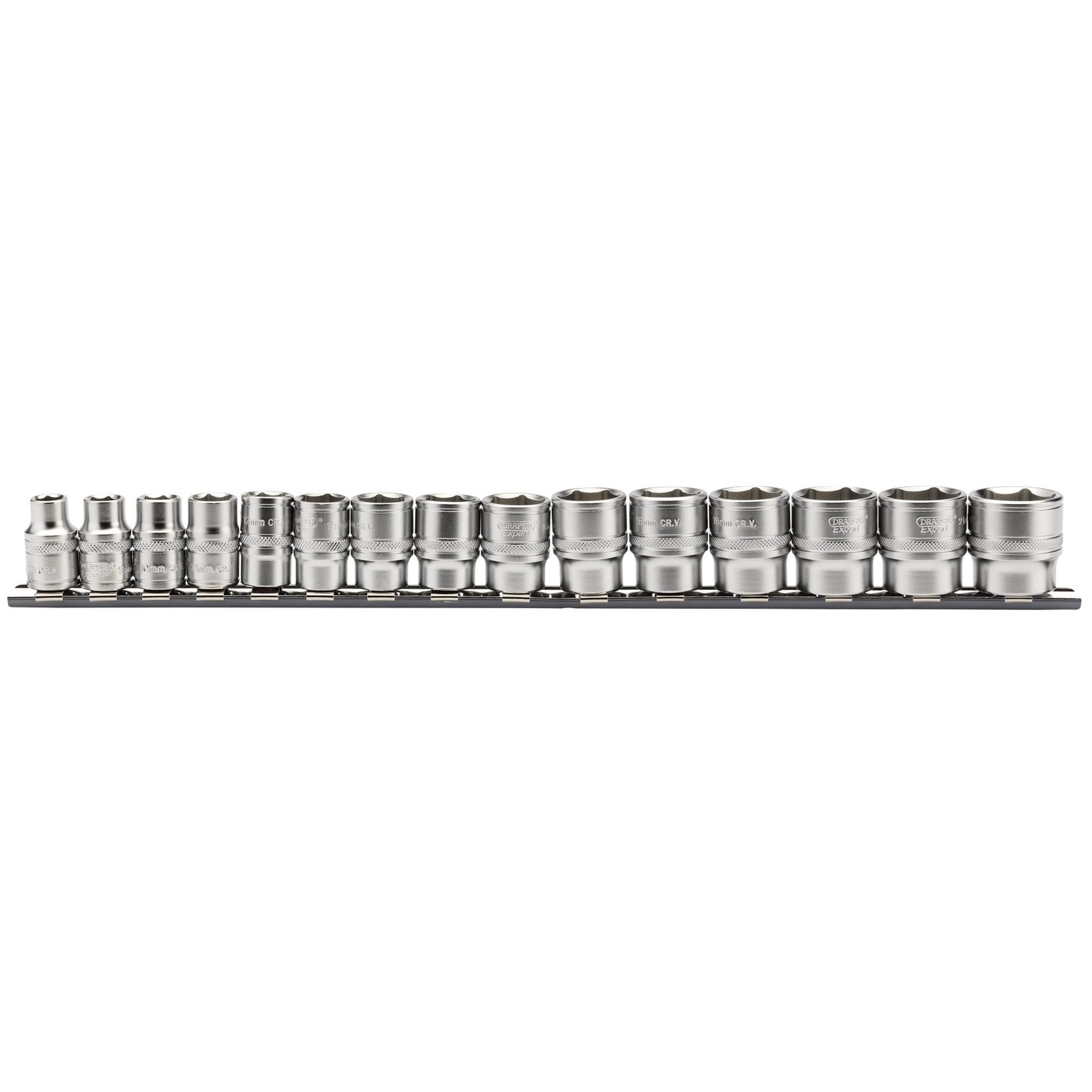 Draper-Expert-Metric-Socket-Set-on-a-Metal-Rail,-3/8"-Sq.-Dr.-(15-Piece)
