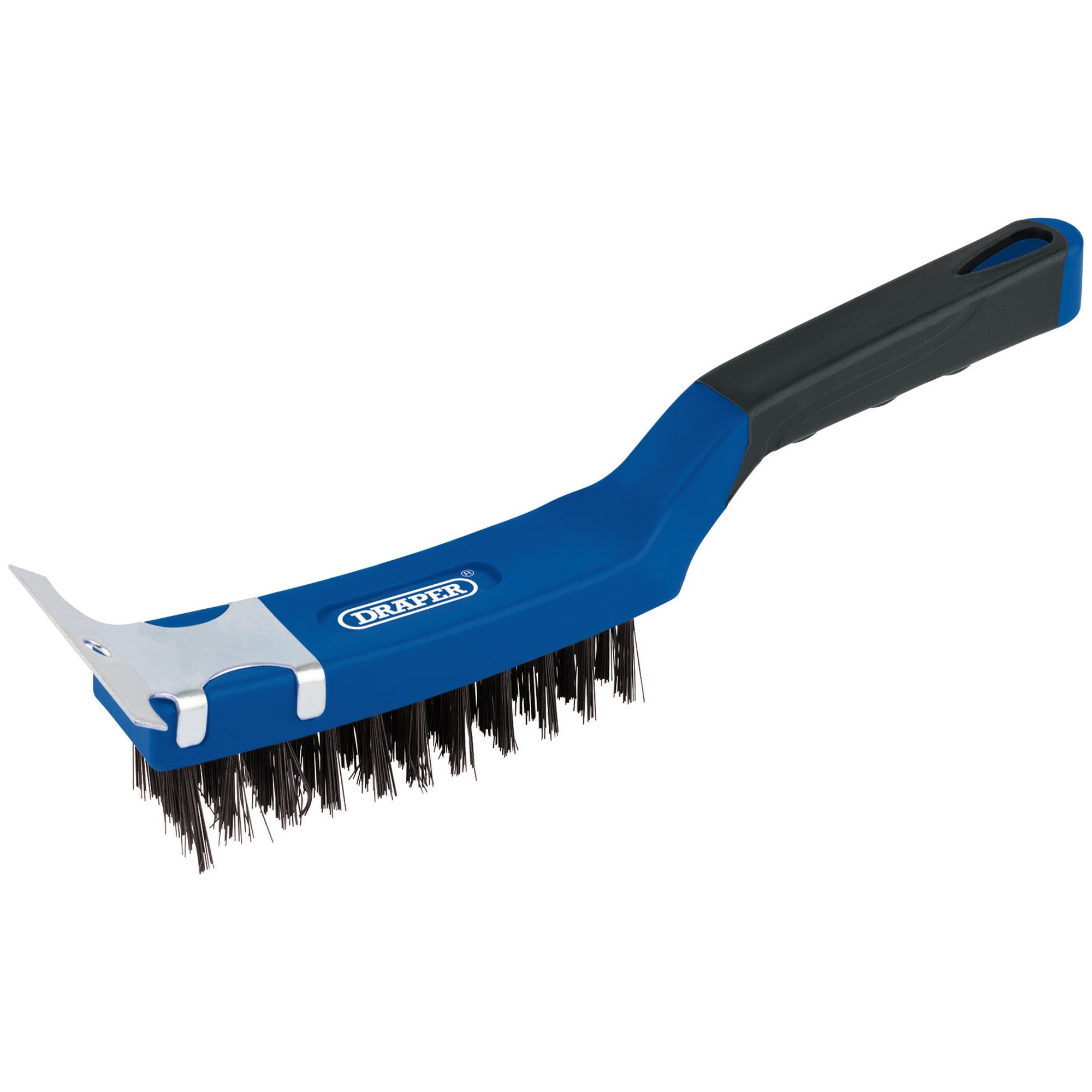 4-Row-Carbon-Steel-Wire-Scratch-Brush-with-Scraper,-285mm