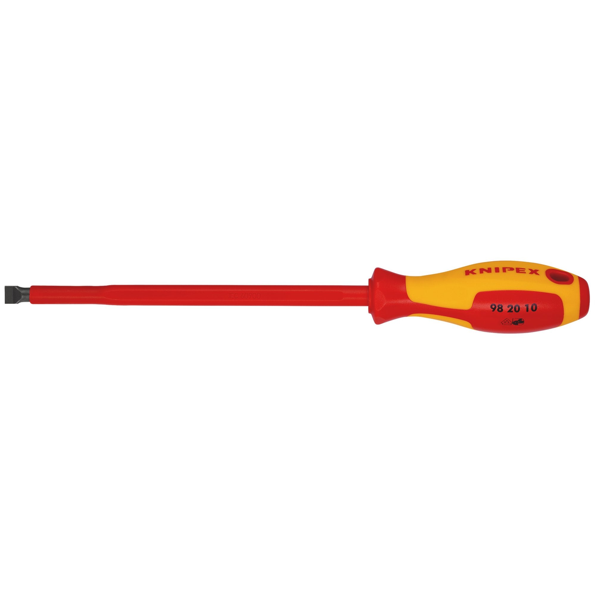 KNIPEX-98-20-10-VDE-Insulated-Slotted-Screwdriver,-10.0-x-200mm