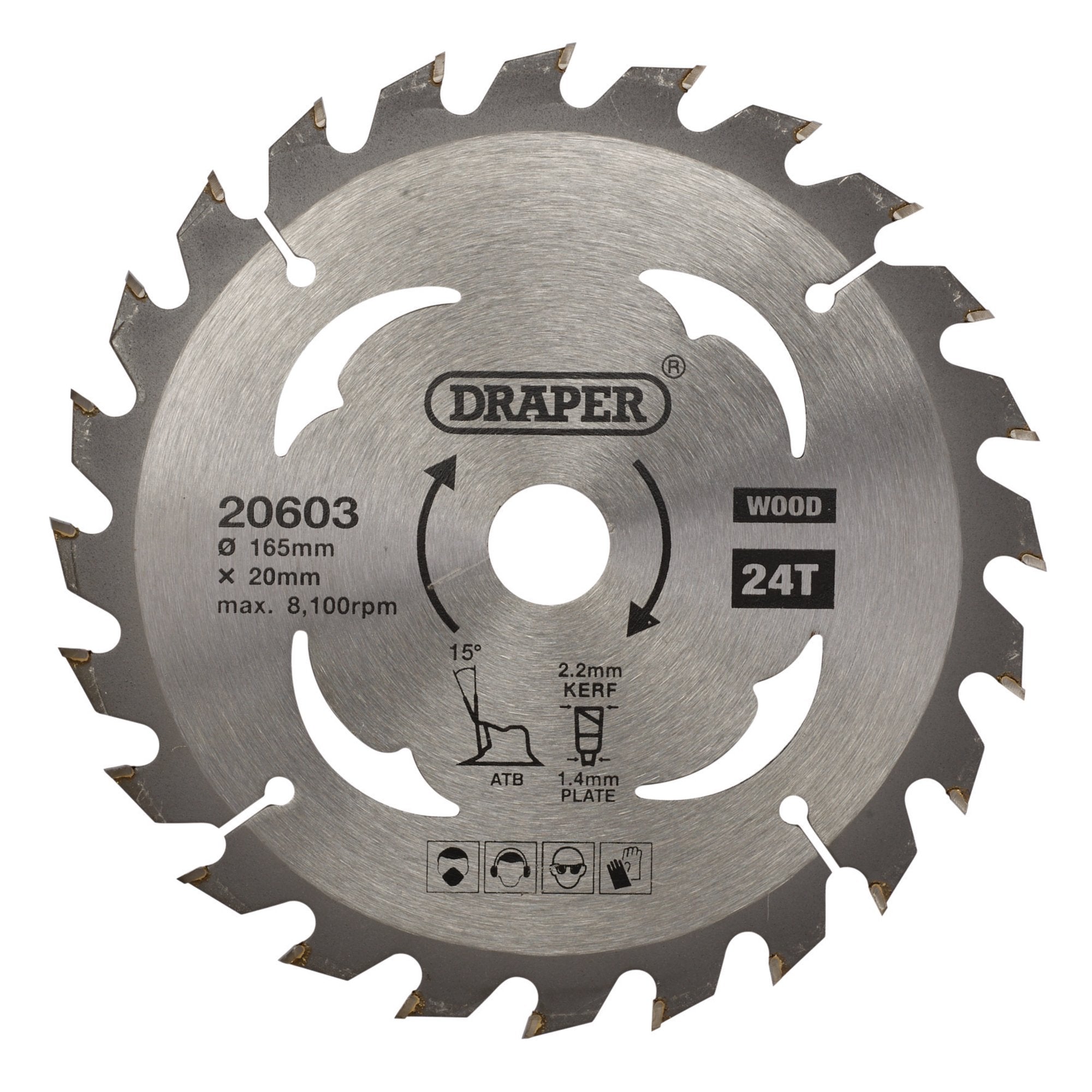 TCT-Circular-Saw-Blade-for-Wood,-165-x-20mm,-24T
