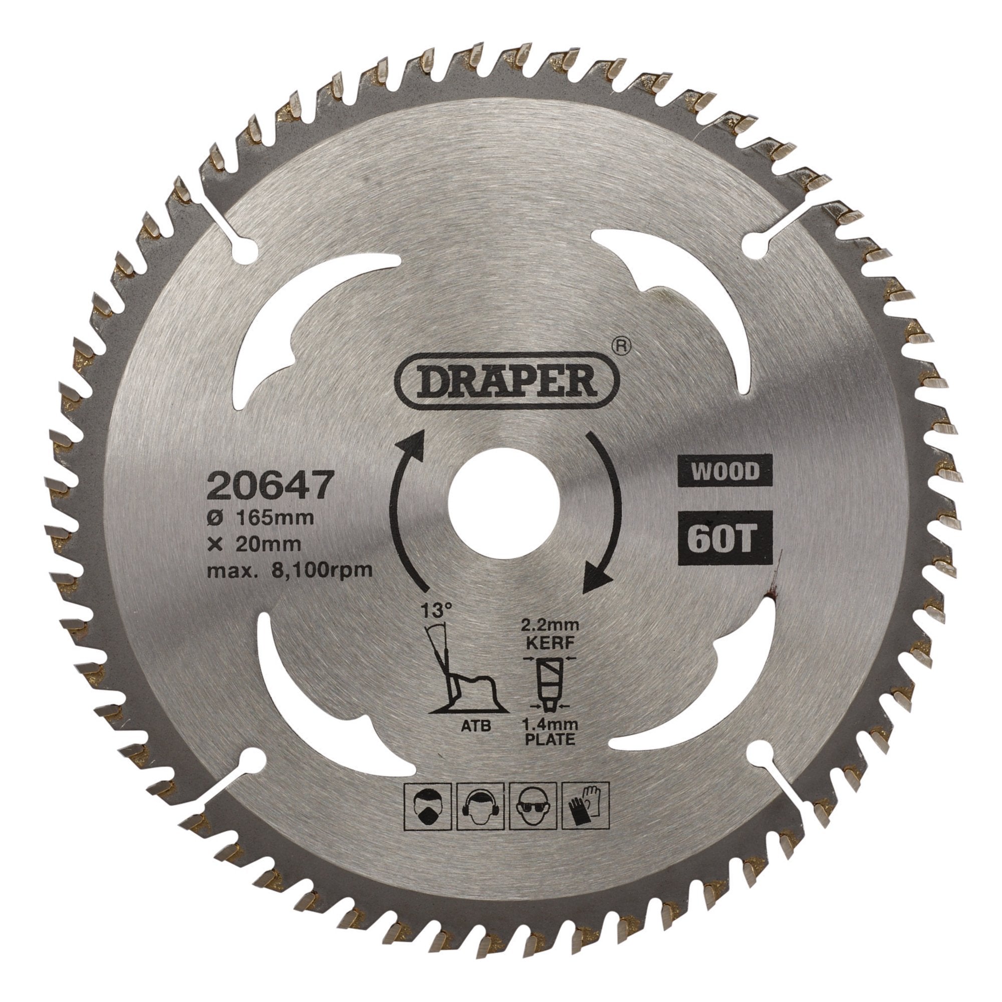TCT-Circular-Saw-Blade-for-Wood,-165-x-20mm,-60T