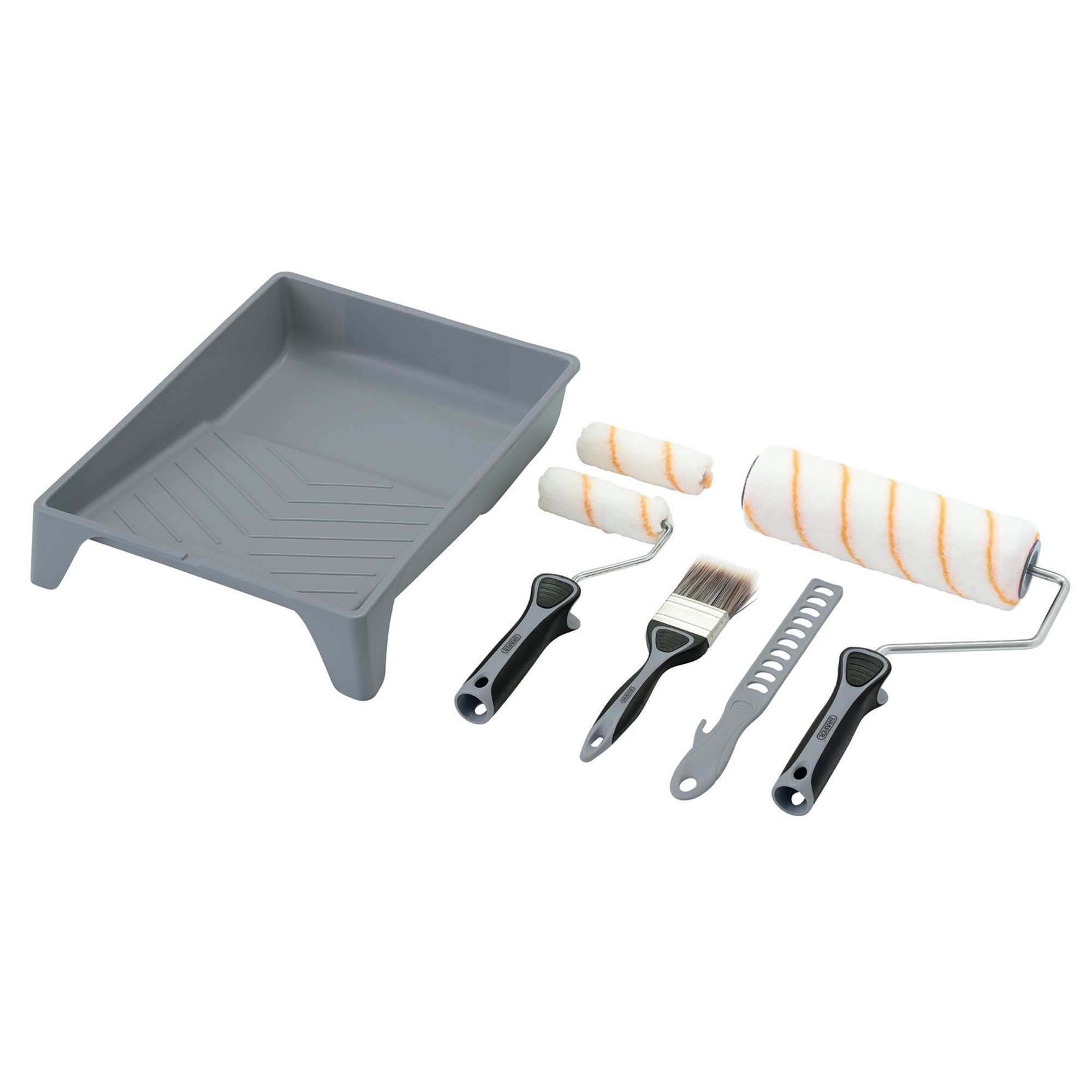 Medium-Pile-Polyester-Paint-Roller-and-Brush-Set-with-Soft-Grip-(8-Piece)