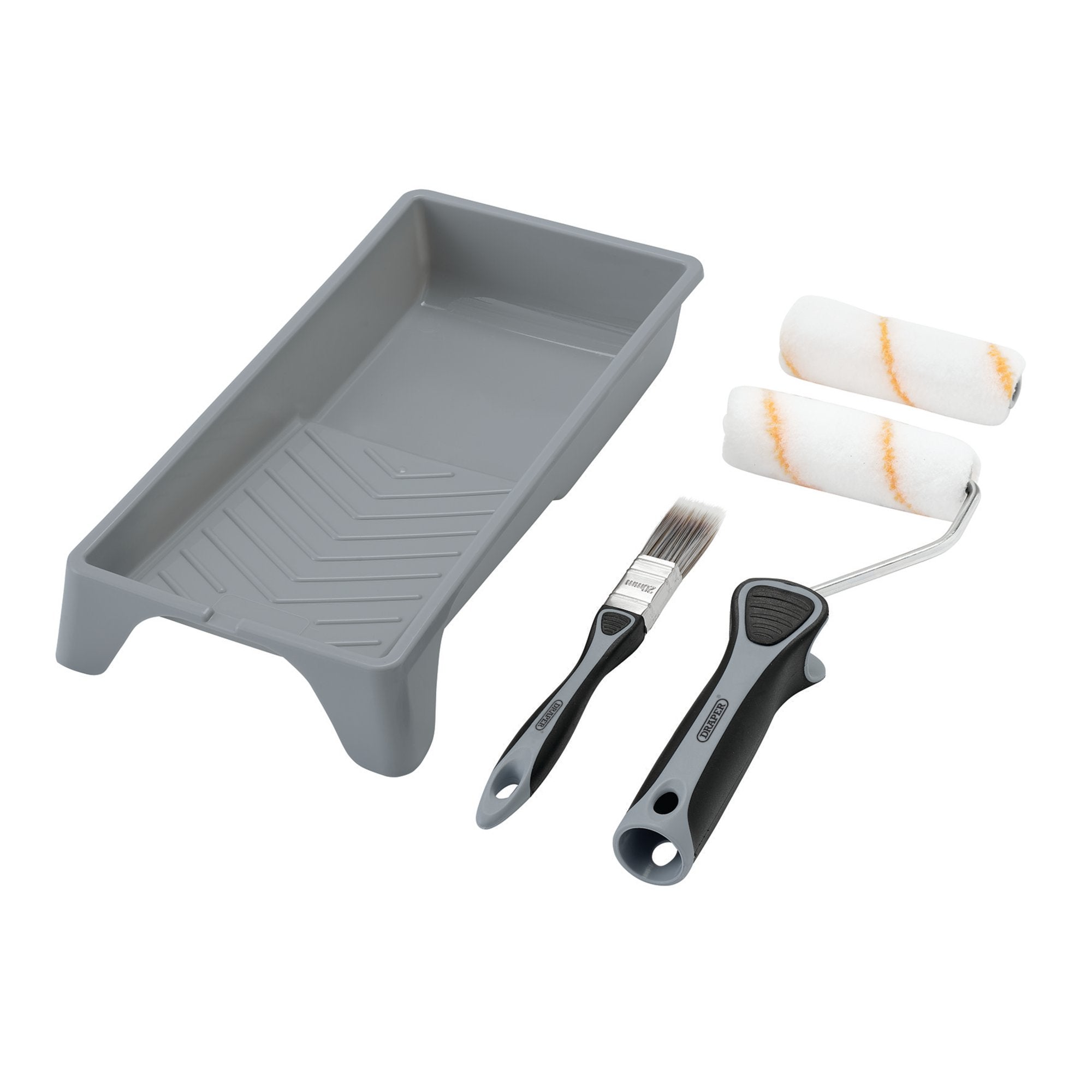 Medium-Pile-Polyester-Paint-Roller-and-Brush-Set-with-Soft-Grip-(5-Piece)