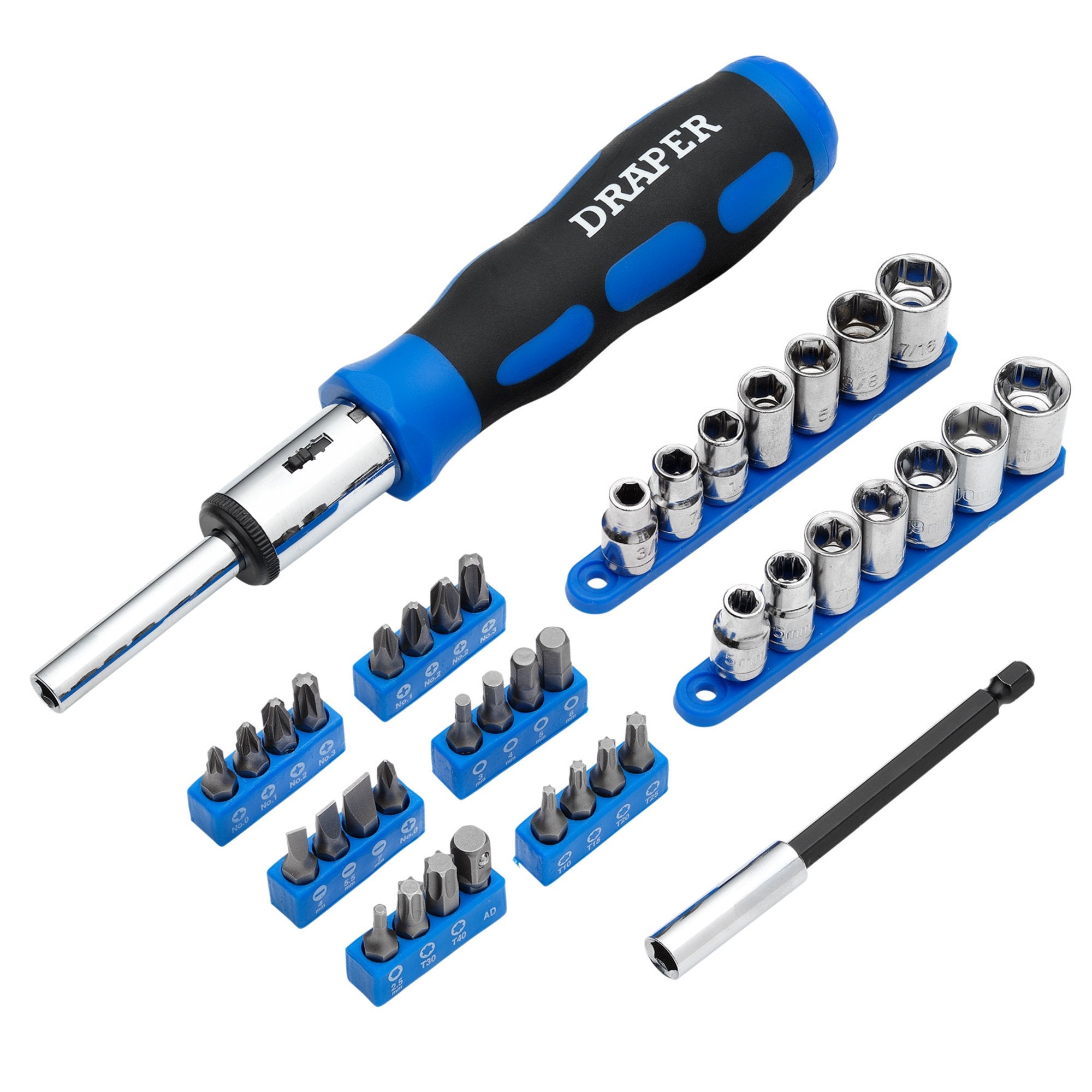 Ratchet-Screwdriver-Socket-and-Bit-Set,-1/4"-Sq.-Dr.-(40-Piece)
