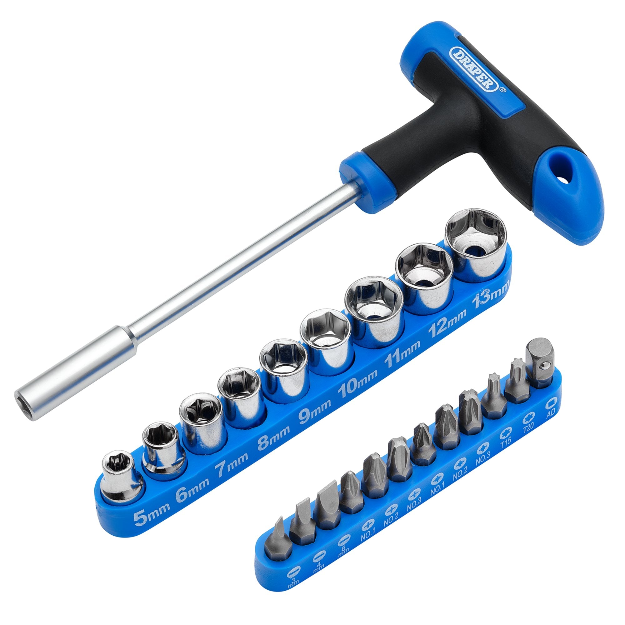 T-Handle-Screwdriver,-Socket-and-Bit-Set,-1/4"-Sq.-Dr.-(22-Piece)