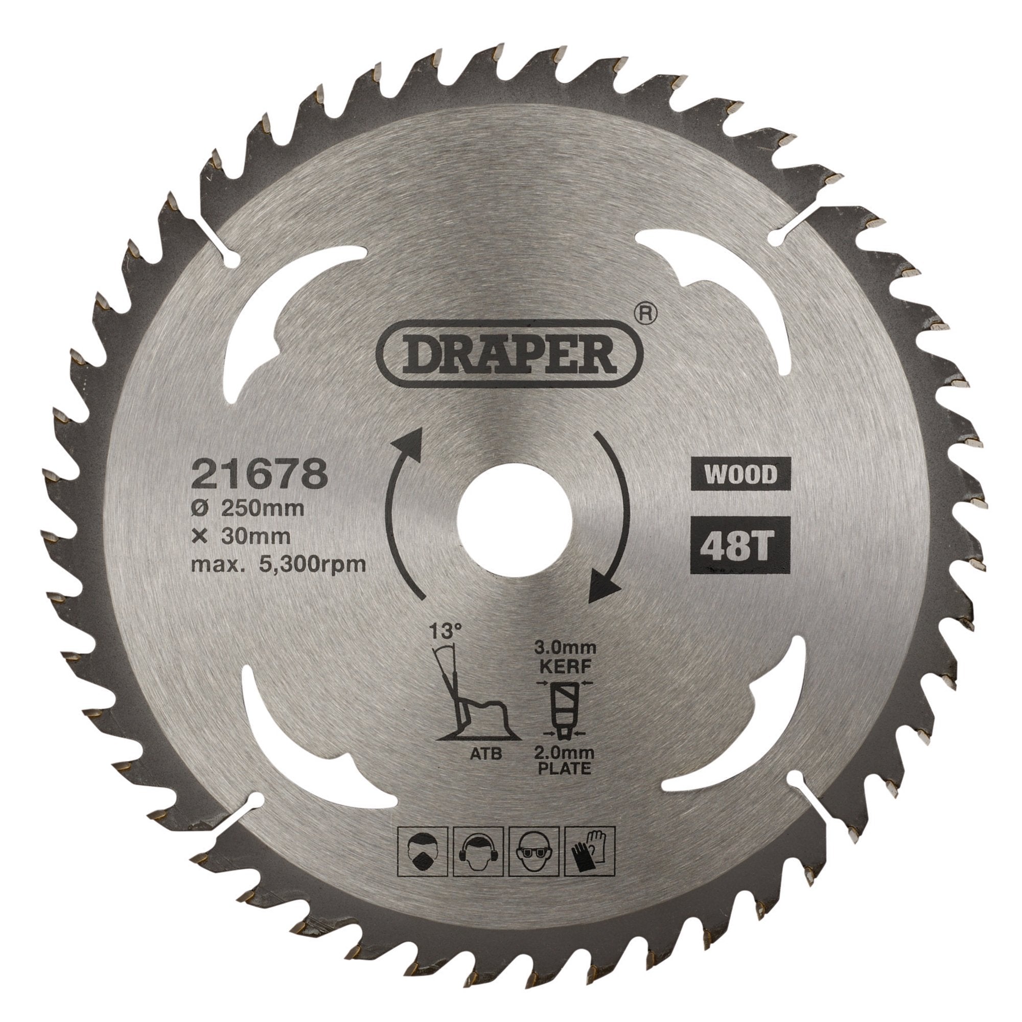 TCT-Circular-Saw-Blade-for-Wood,-250-x-30mm,-48T