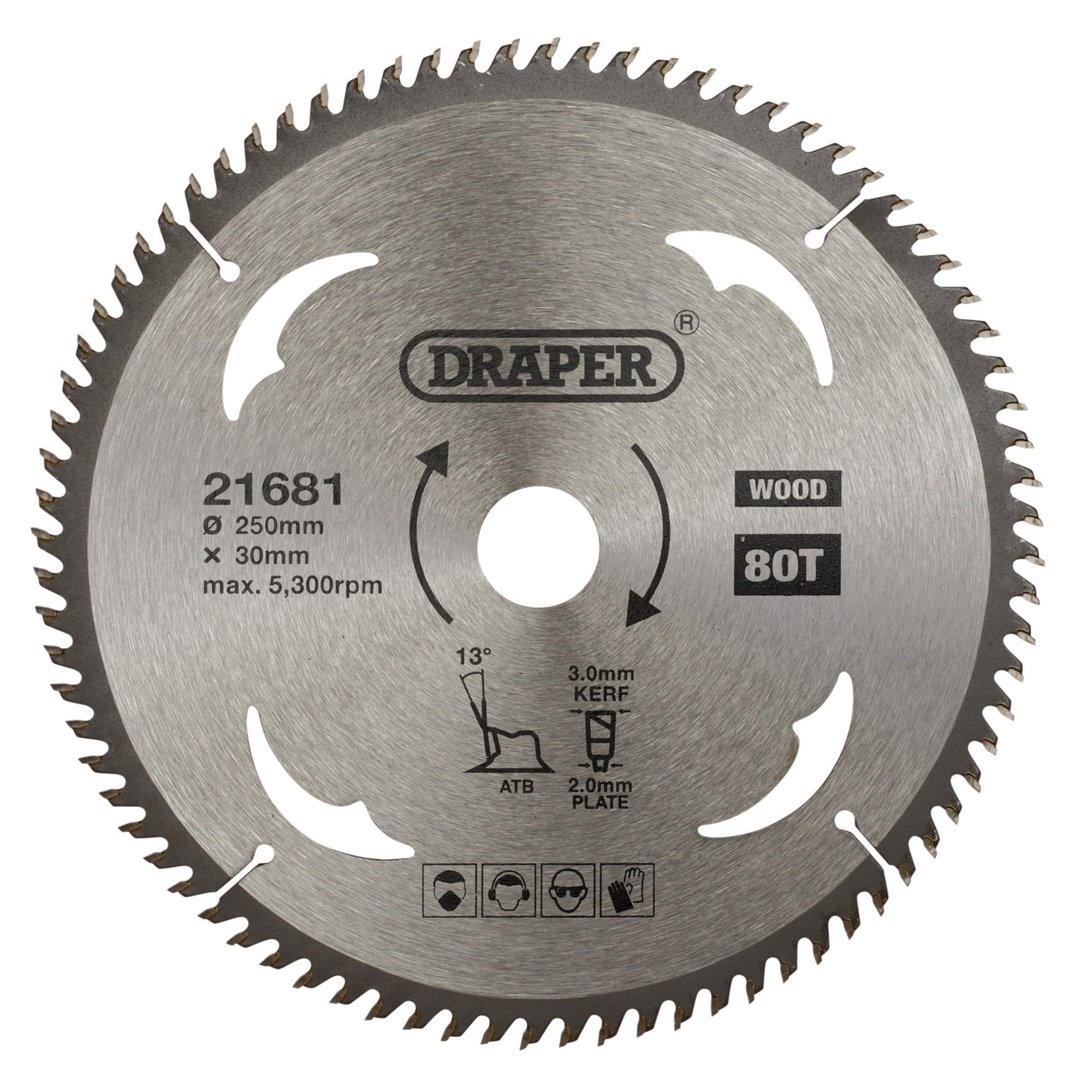 TCT-Circular-Saw-Blade-for-Wood,-250-x-30mm,-80T